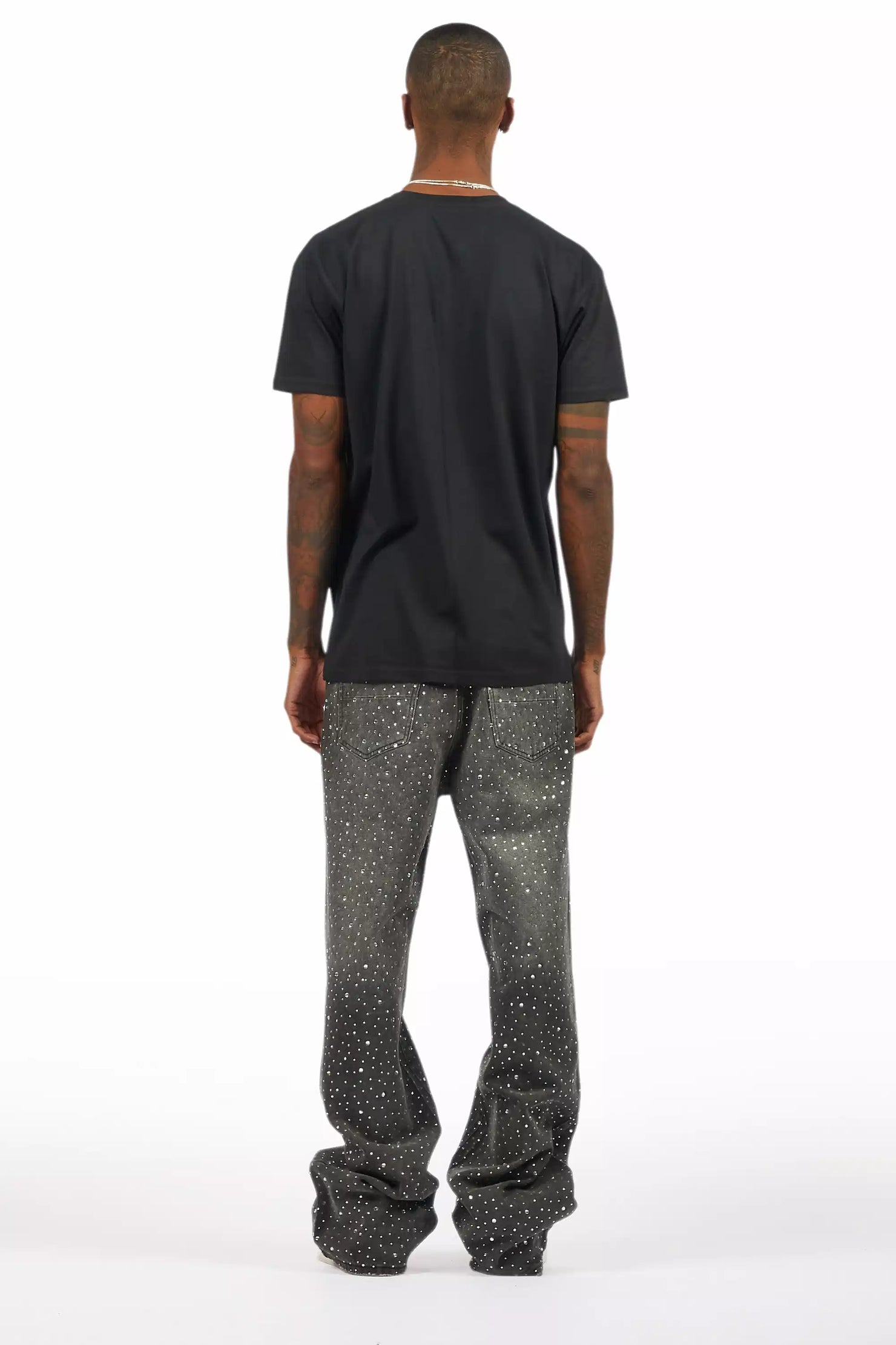 Discolite Rhinestone Grey Baggy Jean