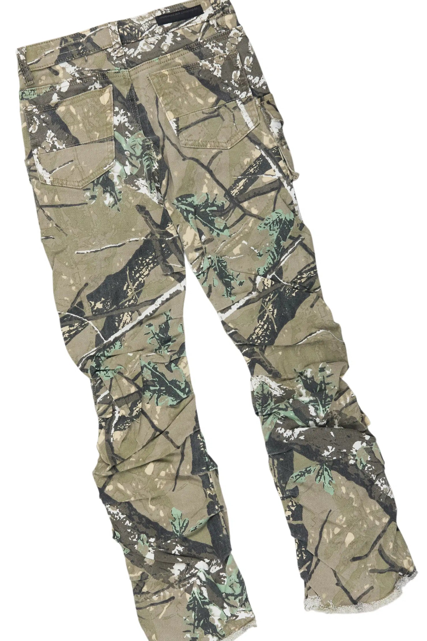 Girls Delgera White/Tree Camo Long Sleeve T-Shirt Stacked Jean Set