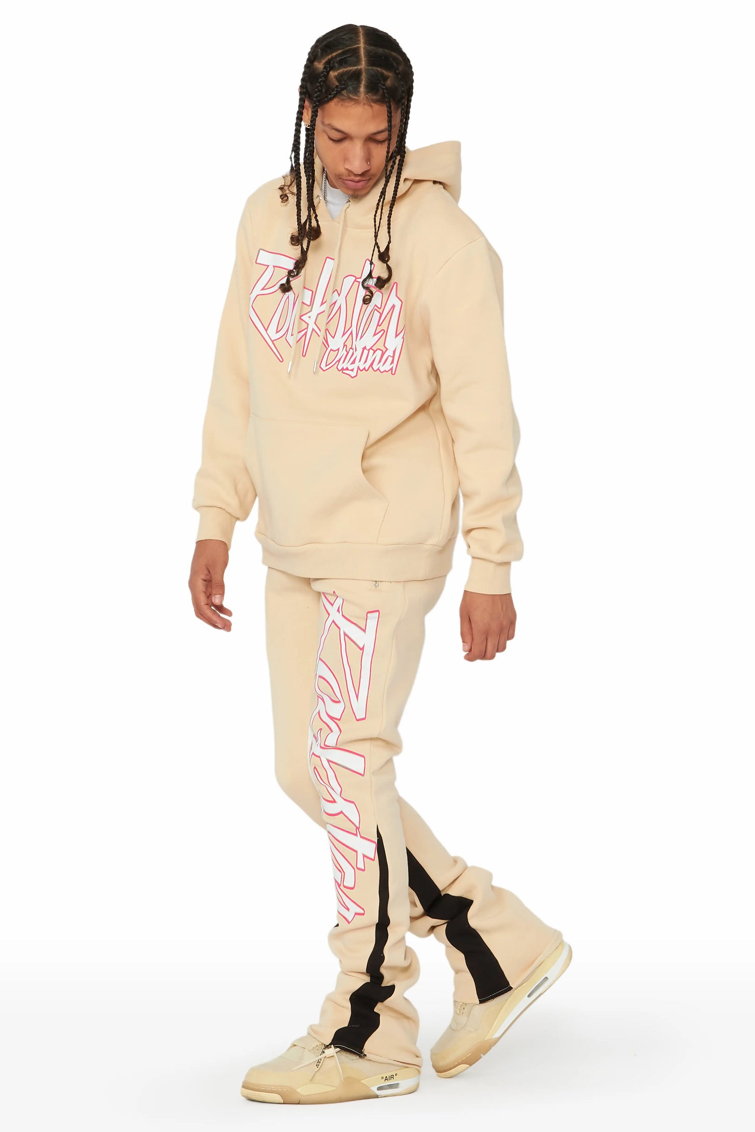 Kalibre Tan/Pink Hoodie/Stacked Flare Track Set