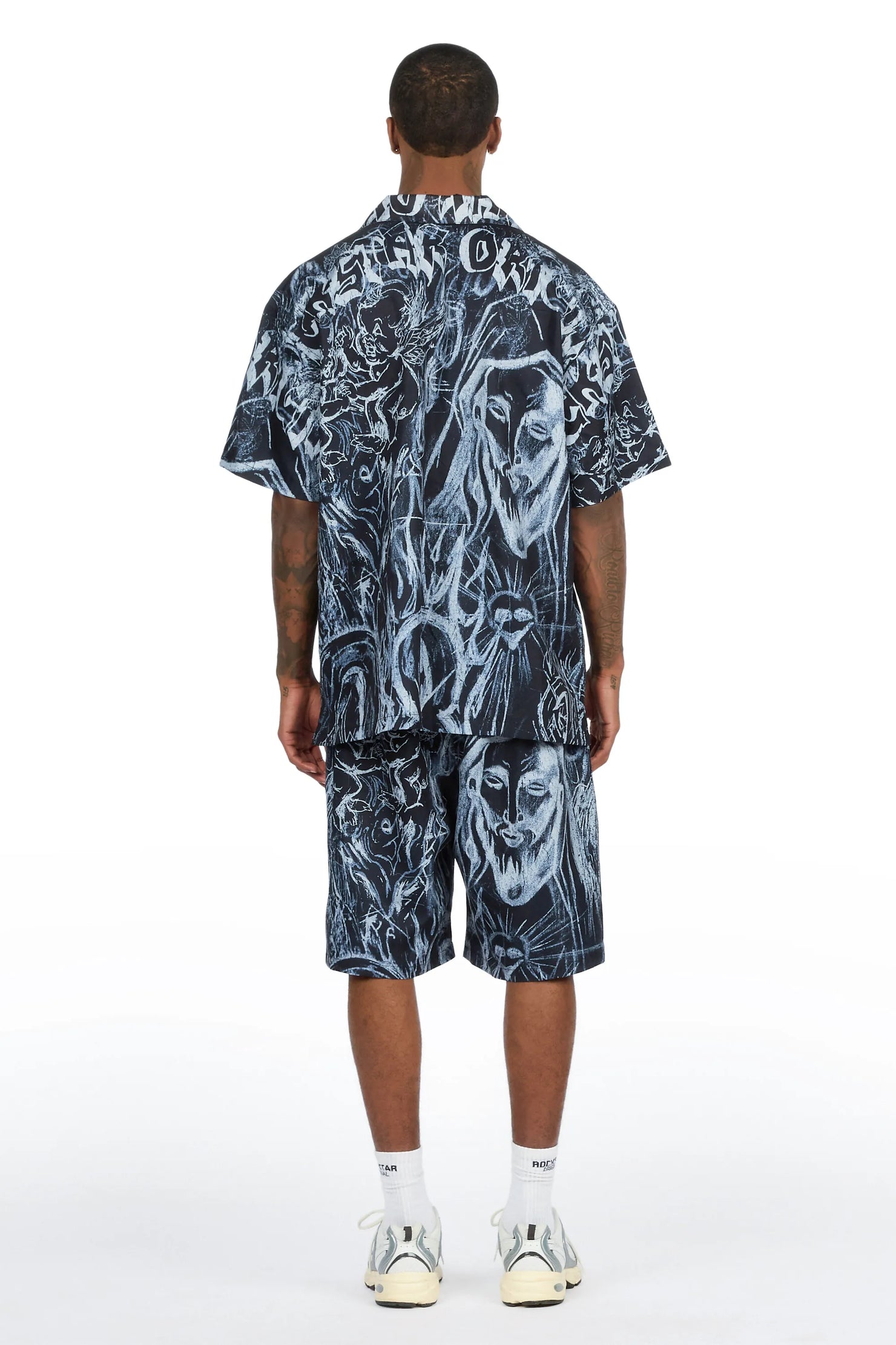 Fenno Black Button Down T-Shirt/Short Set