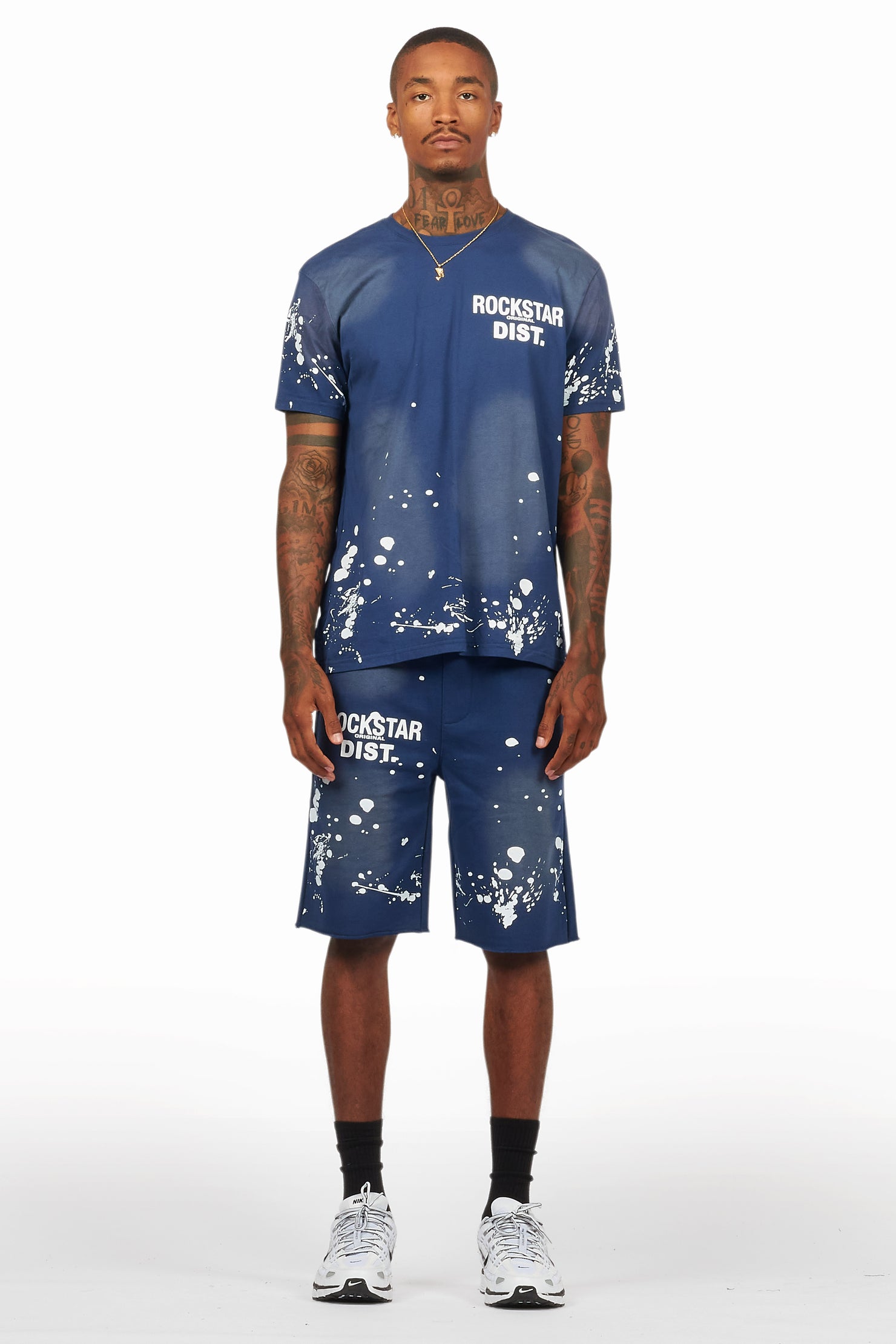 Rafix Navy Graphic T-Shirt Short Set