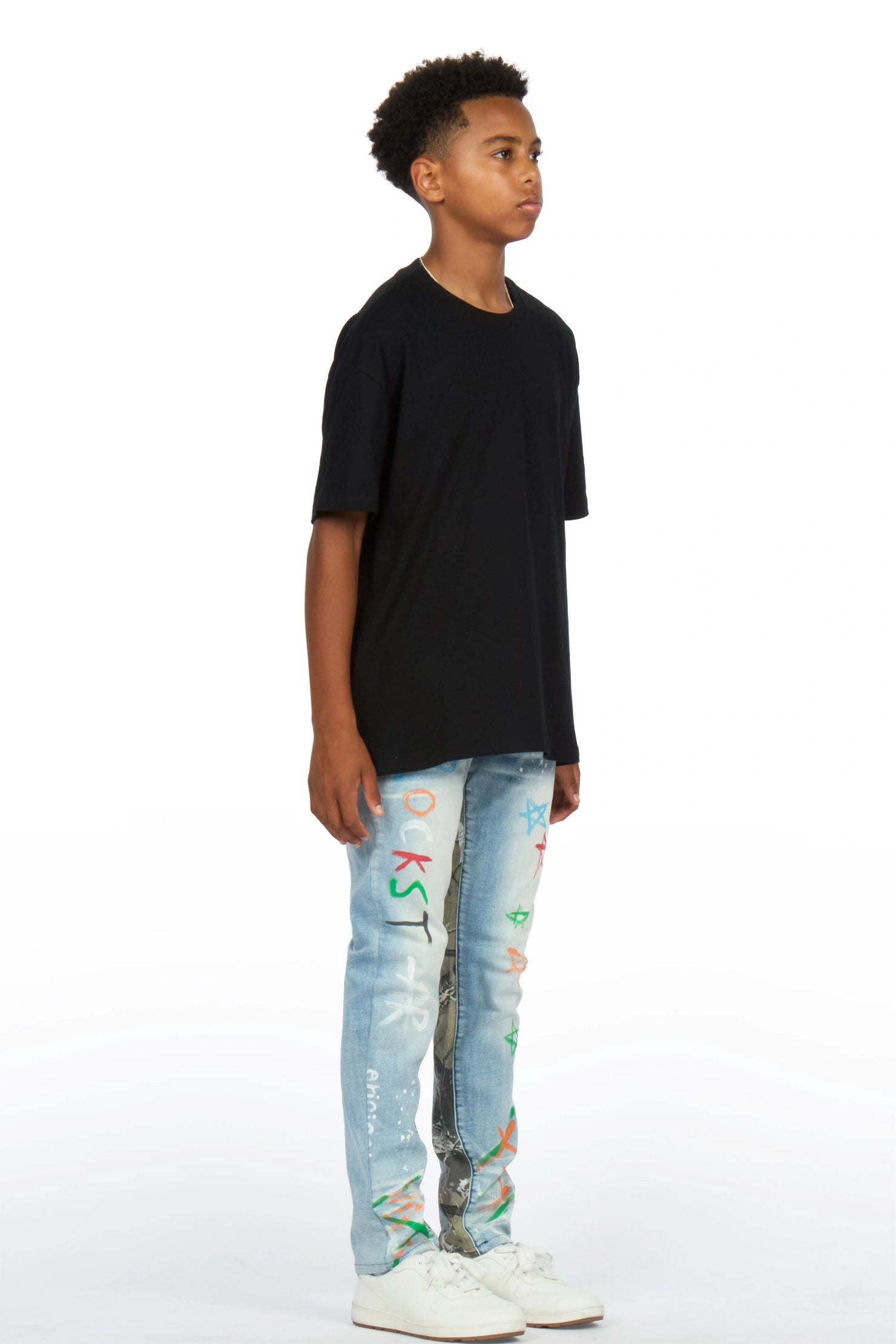 Boys Strass Blue Painted Slim Jean