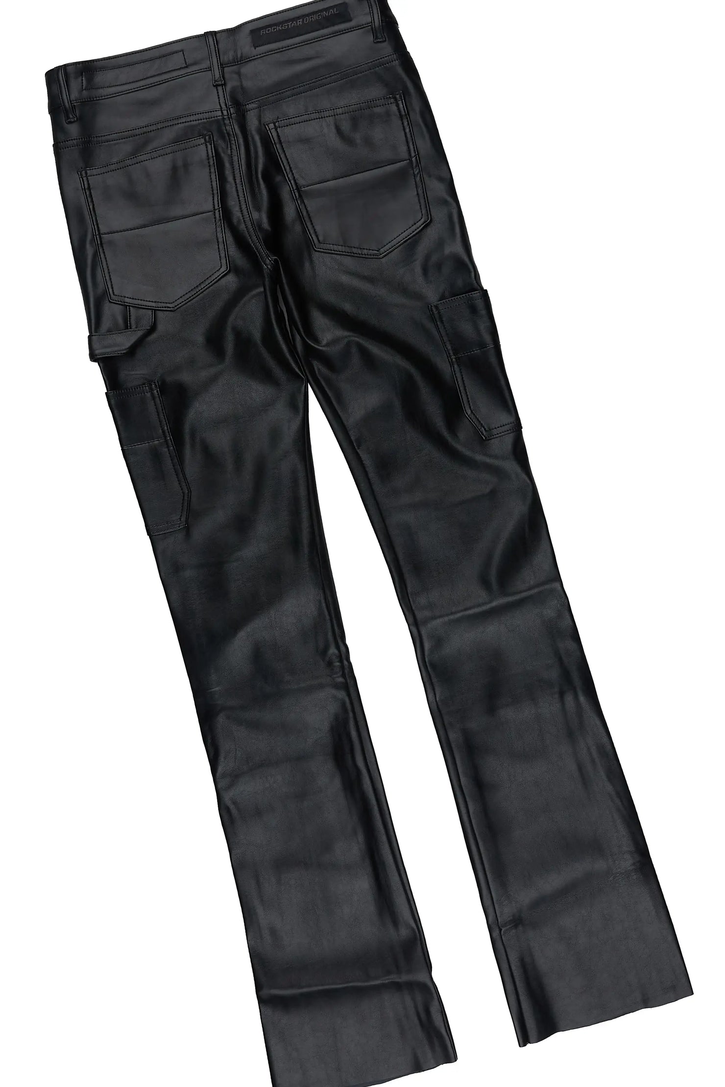 Yozi Black Oversized Graphic T-Shirt & Quatz Leather Stacked Flare Jean