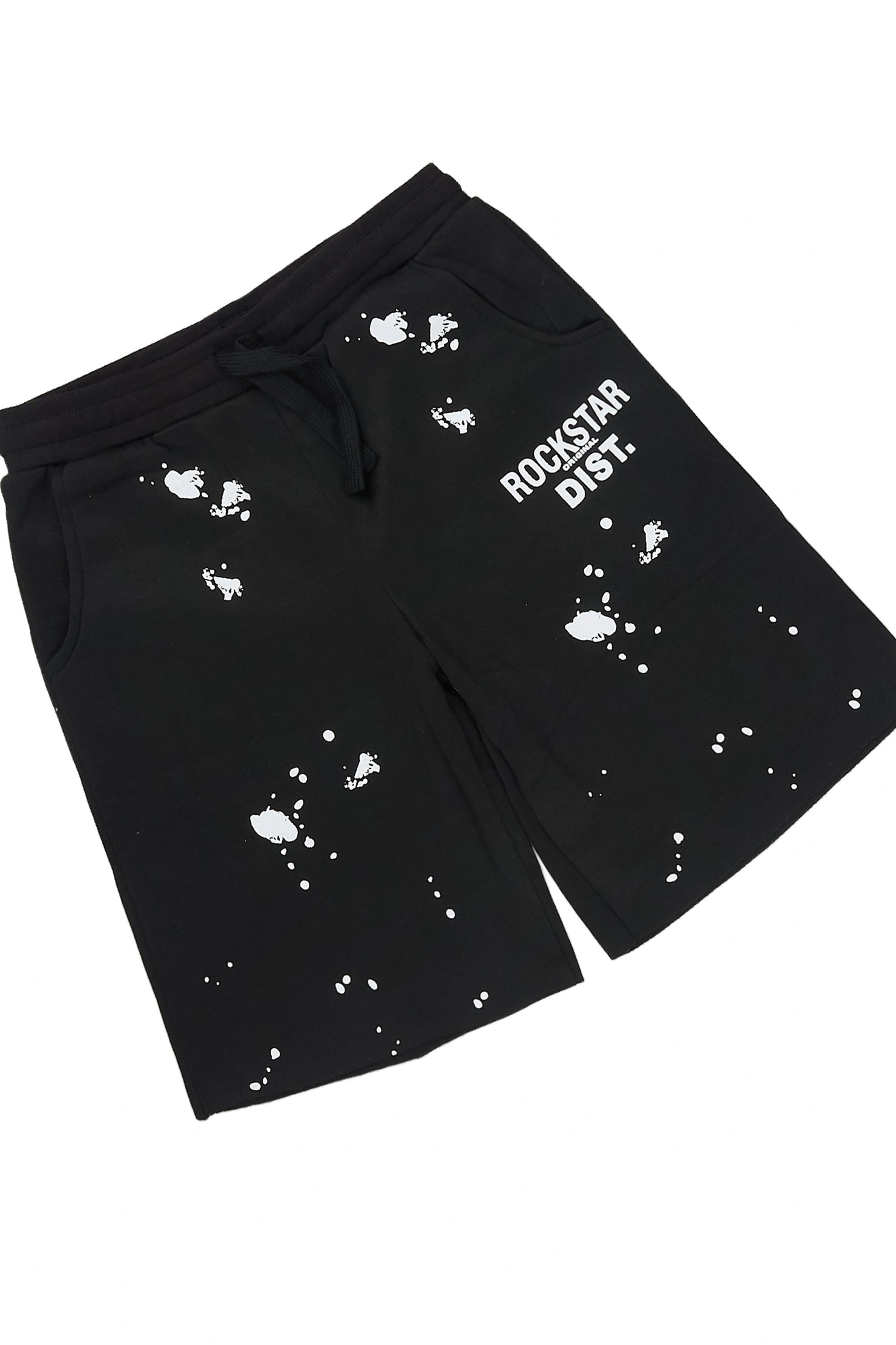 Boys Raffer Black Cut Off Hoodie Short Set