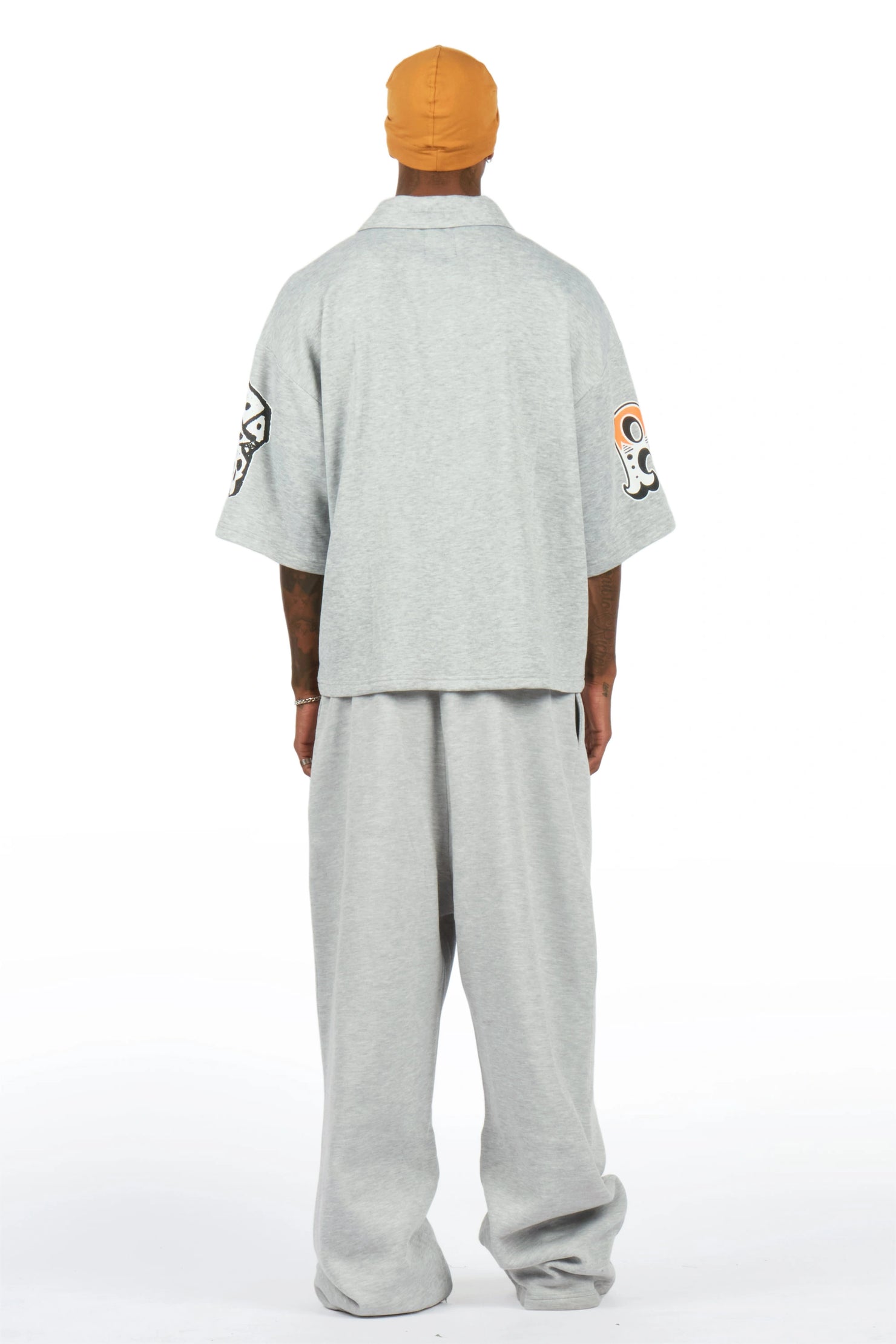 Forbidden Heather Grey Crop Boxy Polo/Fleece Baggy Track Set