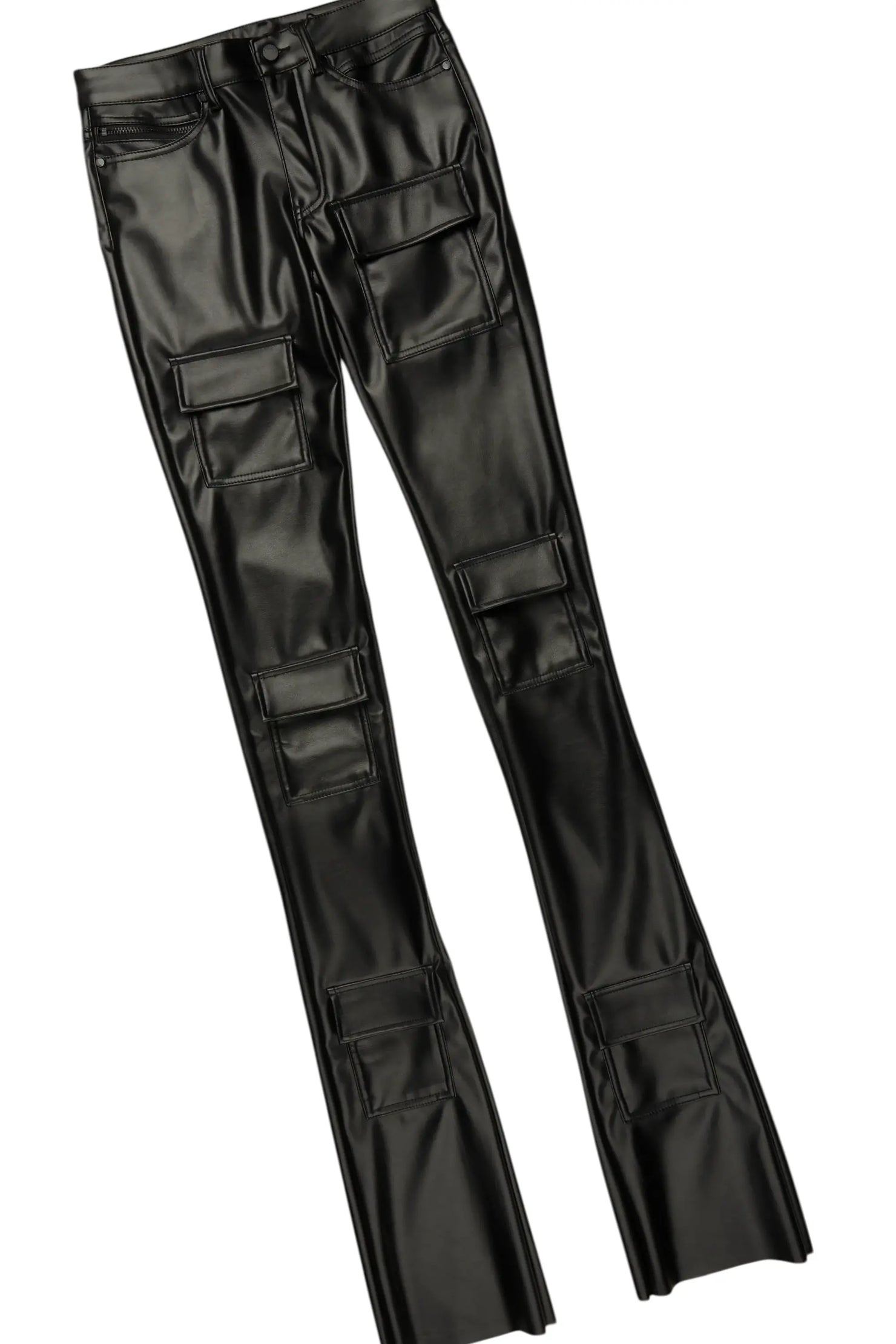 Grill Black Hoodie & Petrus Stacked Flare PU Jean Bundle