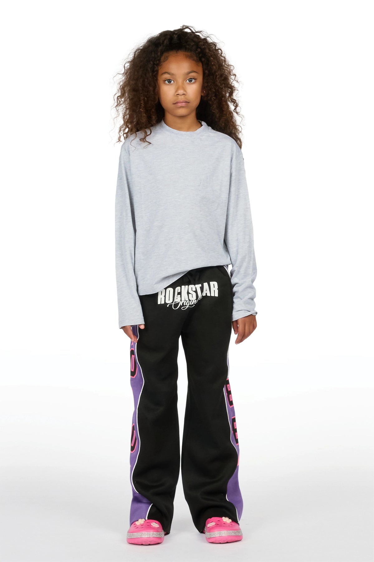 Girls Airelle Black/Purple Baggy Track Pant