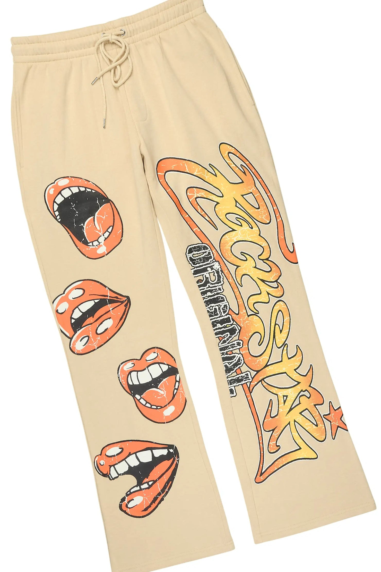 Rock n Roll  Beige Hoodie/Baggy Pant Track Set