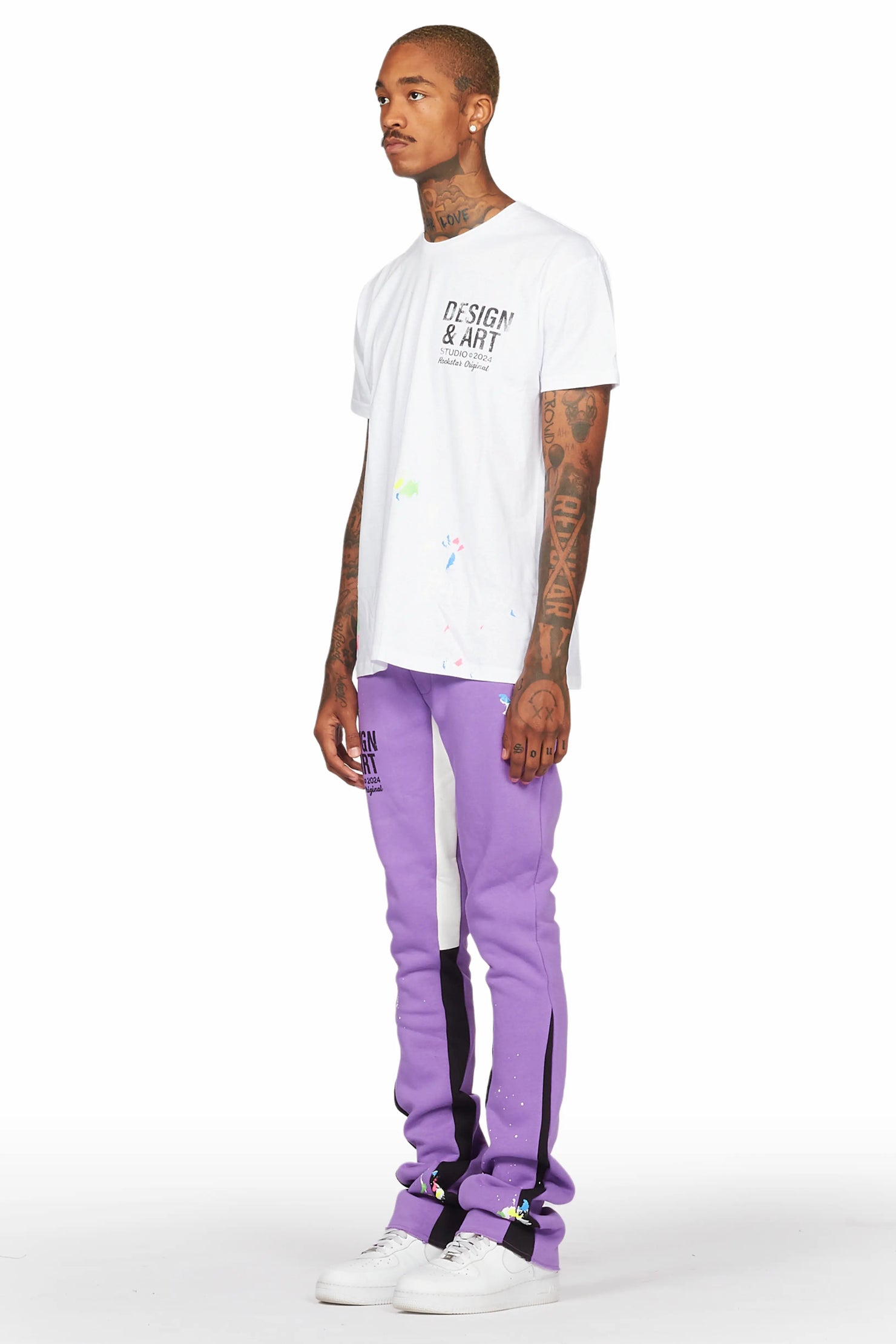 Mancha Purple/White T-Shirt Stacked Flare Track Set