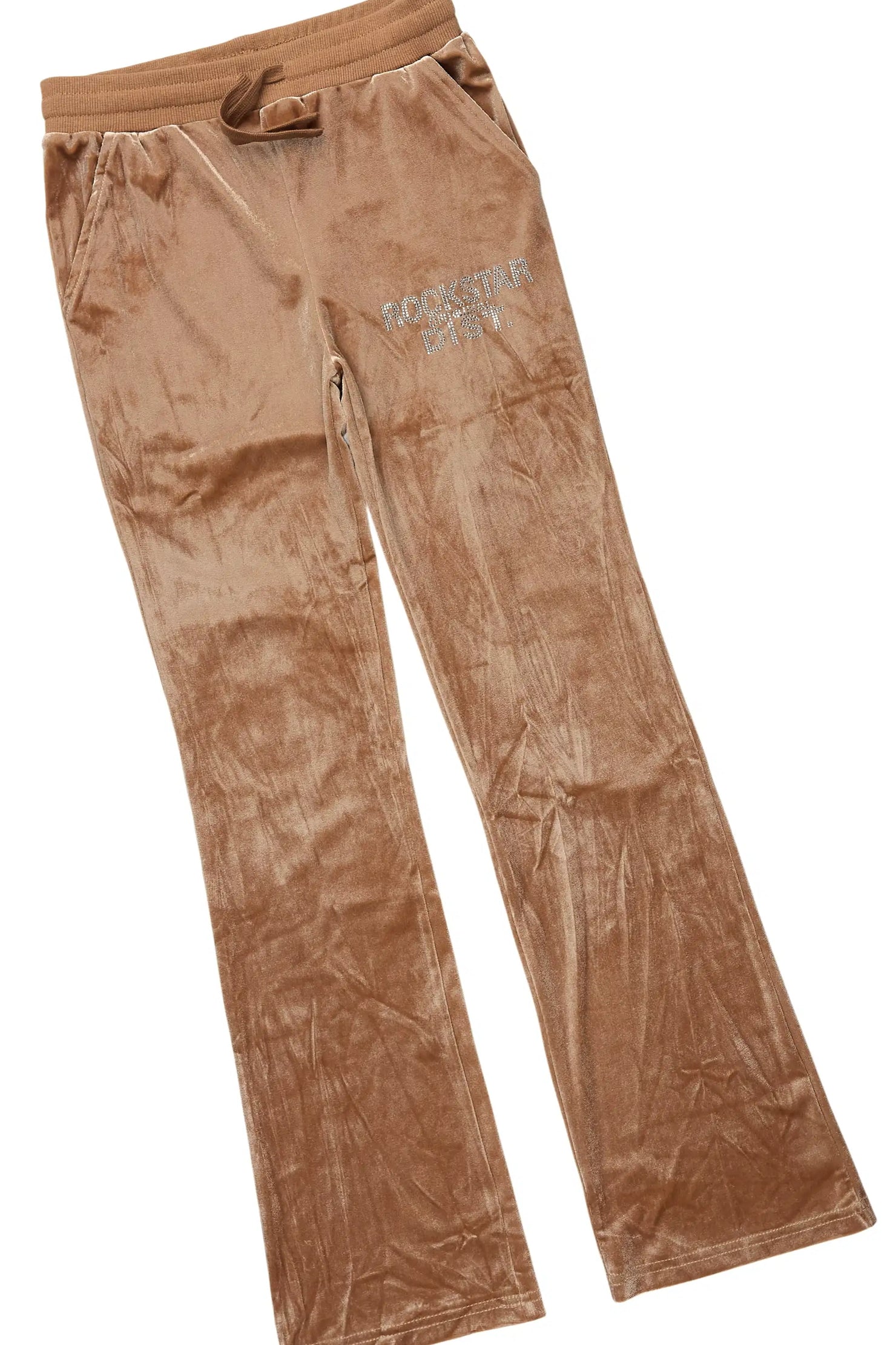 Girls Shakura Camel Stacked Velour Track Set