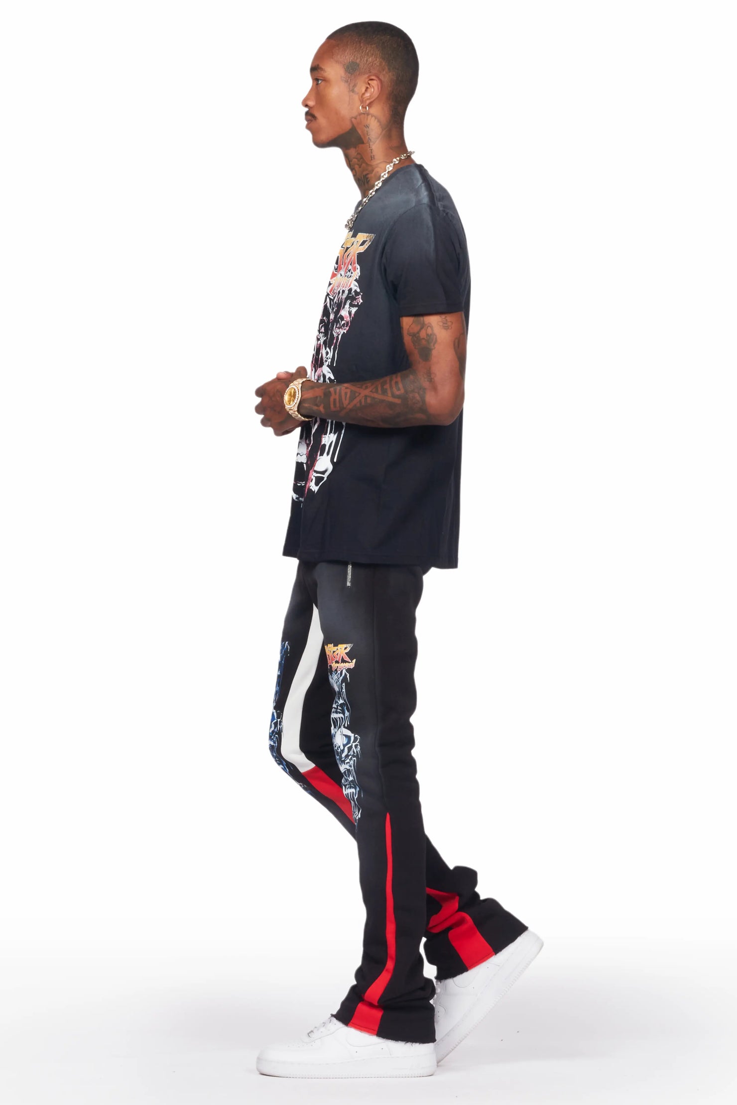 Grady Black T-Shirt/Stacked Flare Track Set