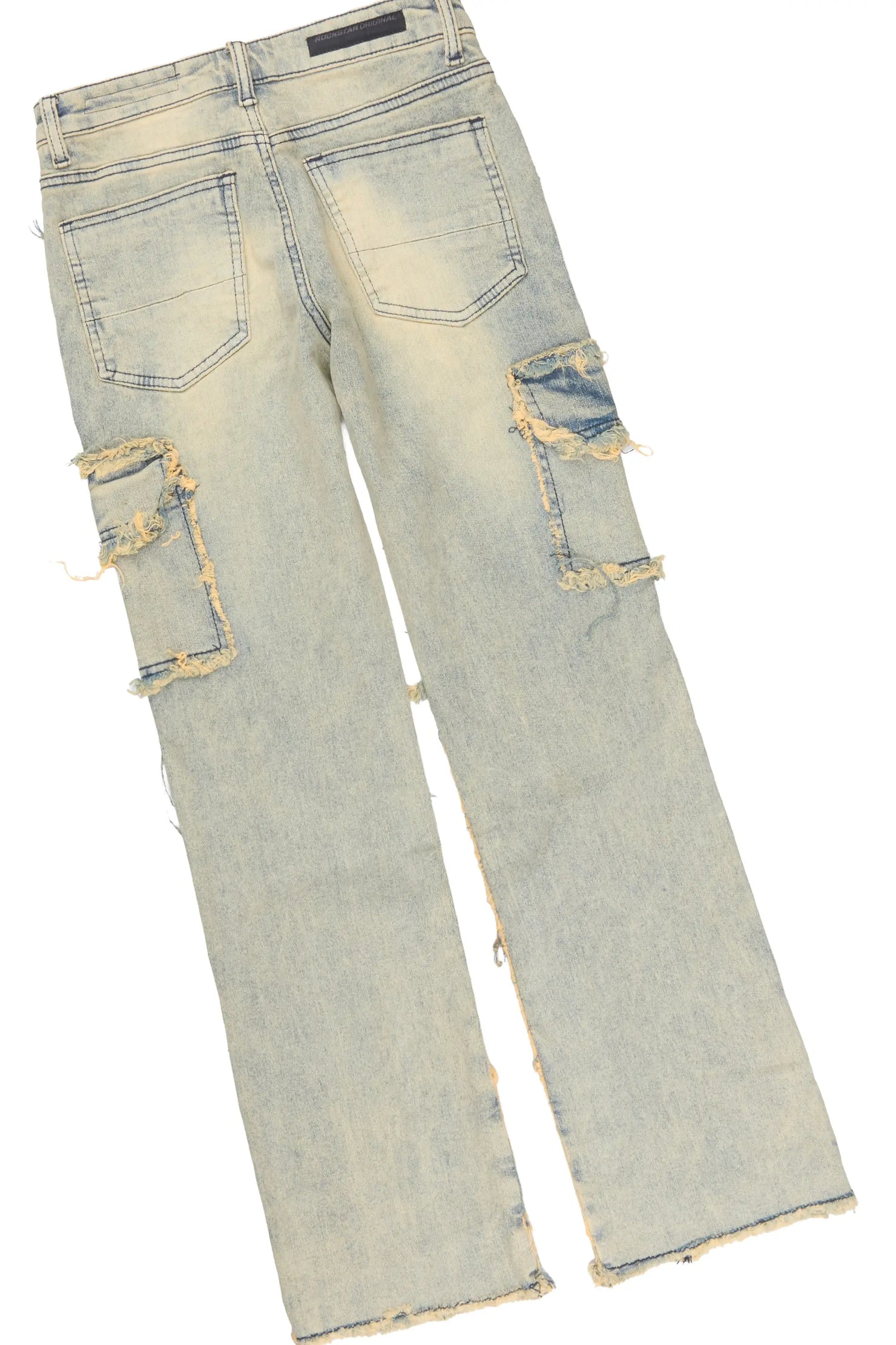 Girls Skye White/Dirty Blue T-Shirt Stacked Jean Set