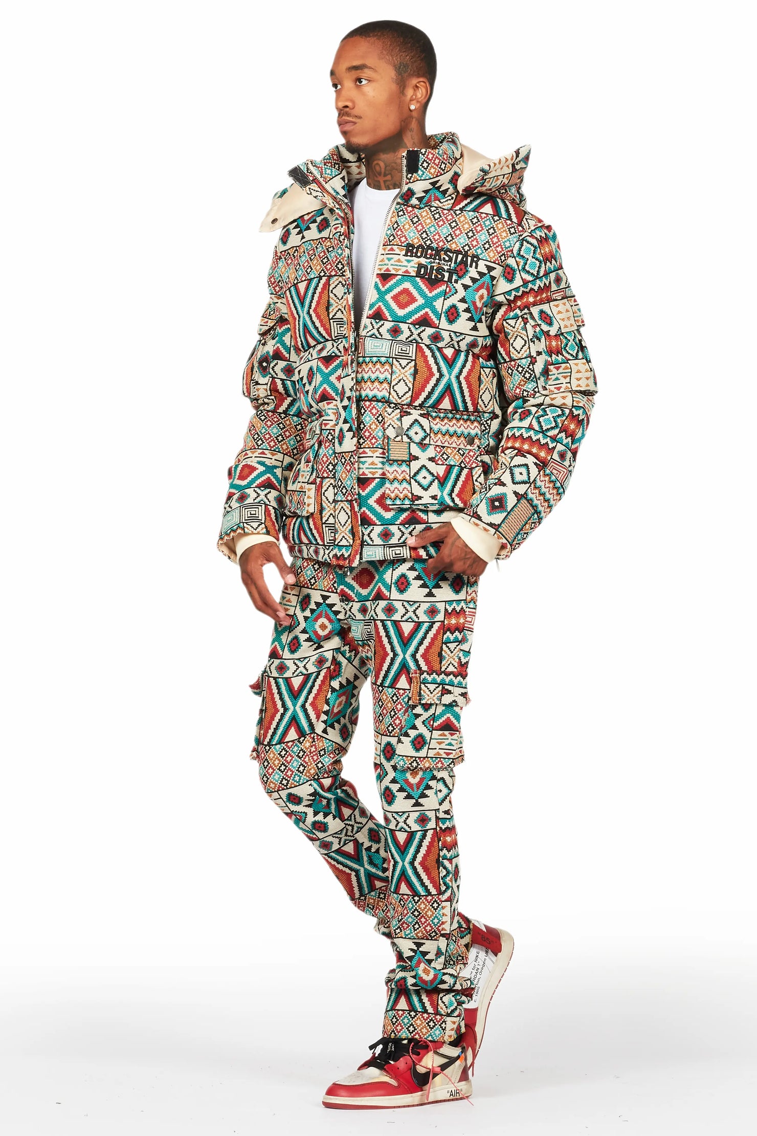 Nard Beige Multi Puffer & Nard Tapestry Jean Bundle