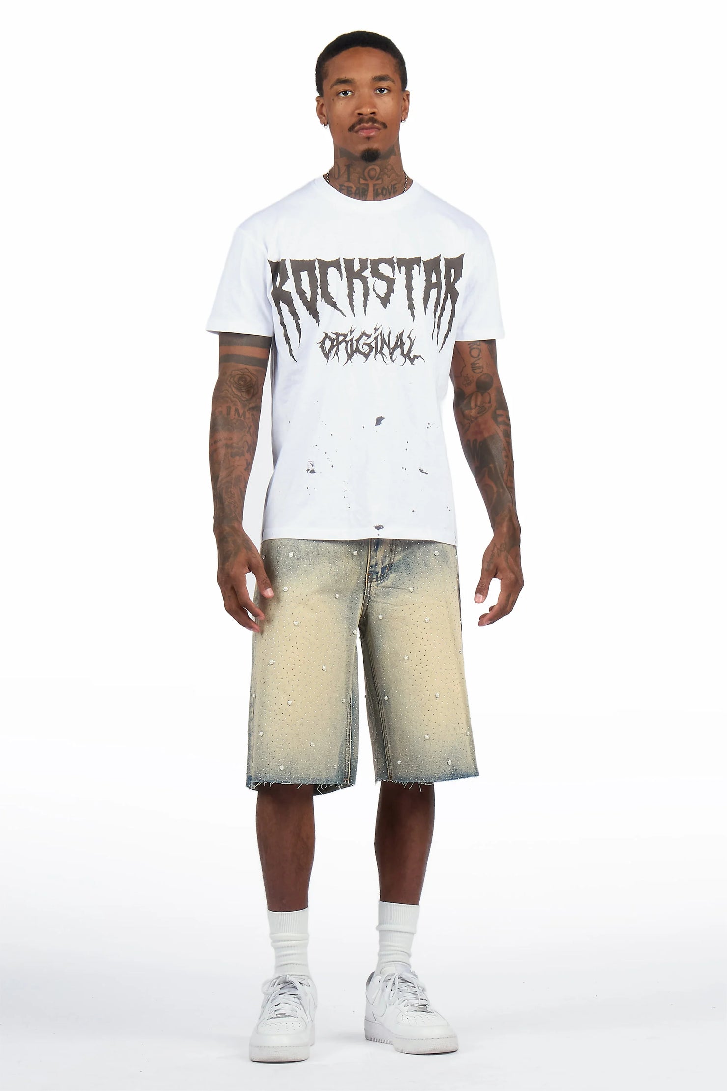 Rydell Blue Rhinestones Denim Short