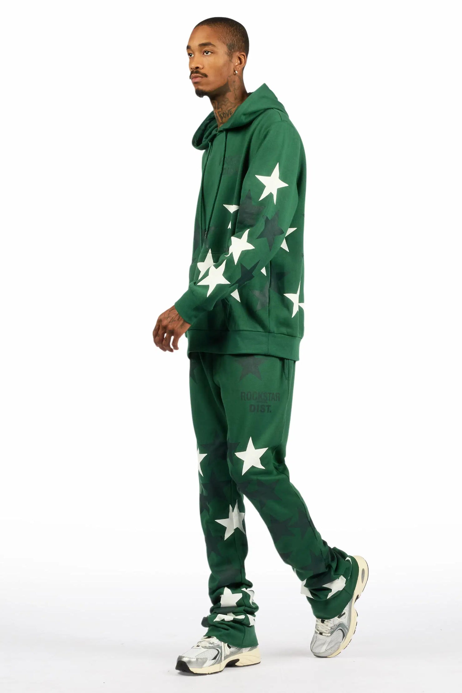 Starlane Green Hoodie Stacked Flare Fit Track Set