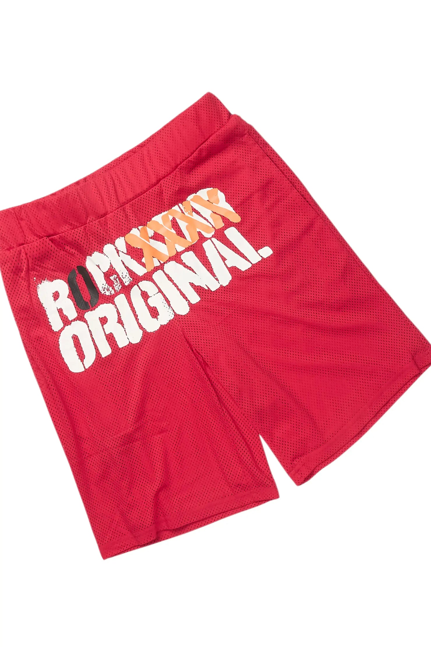 Crown Red Mesh Cut Sleeve Jersey Short Set
