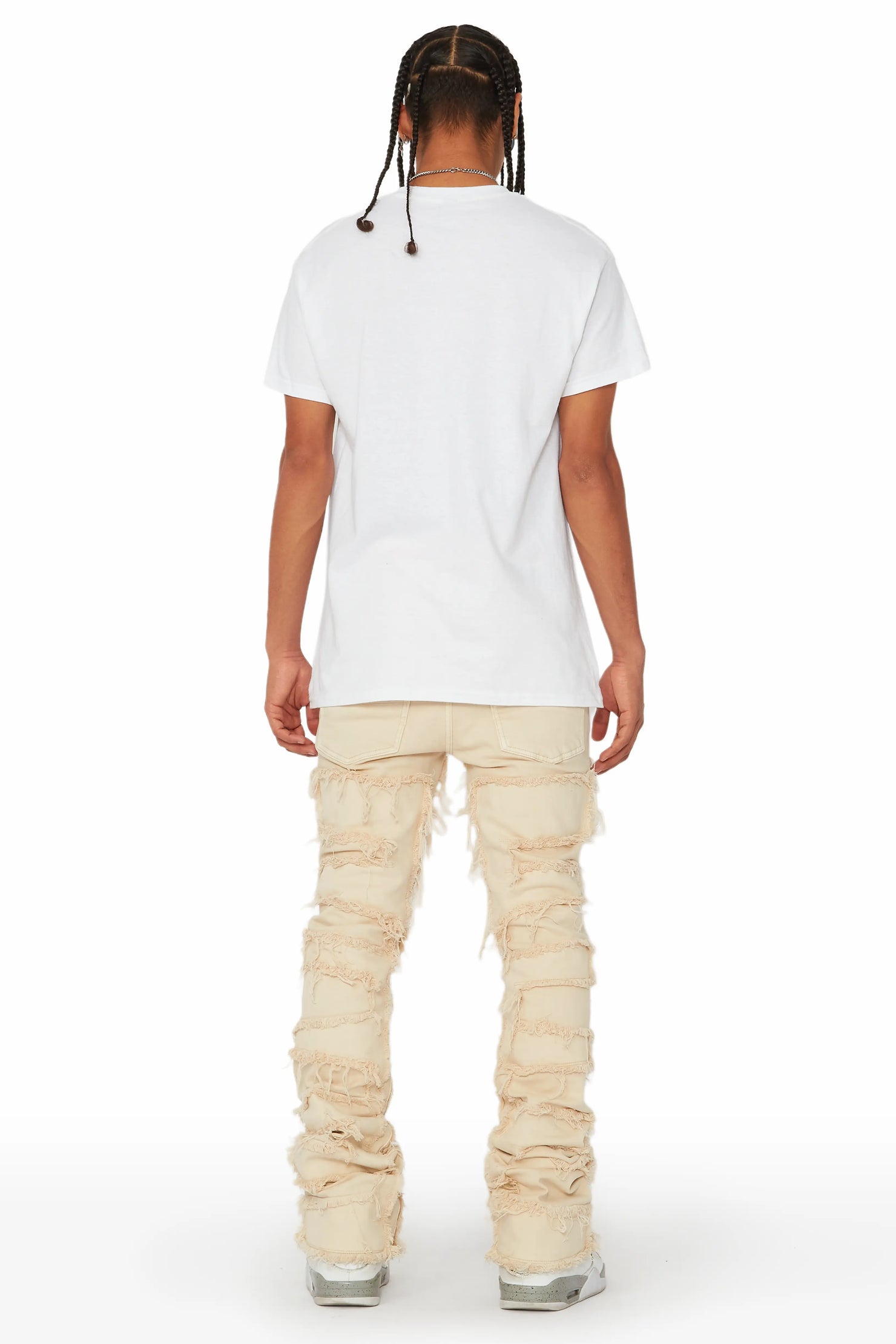 Shake Beige Stacked Flare Jean