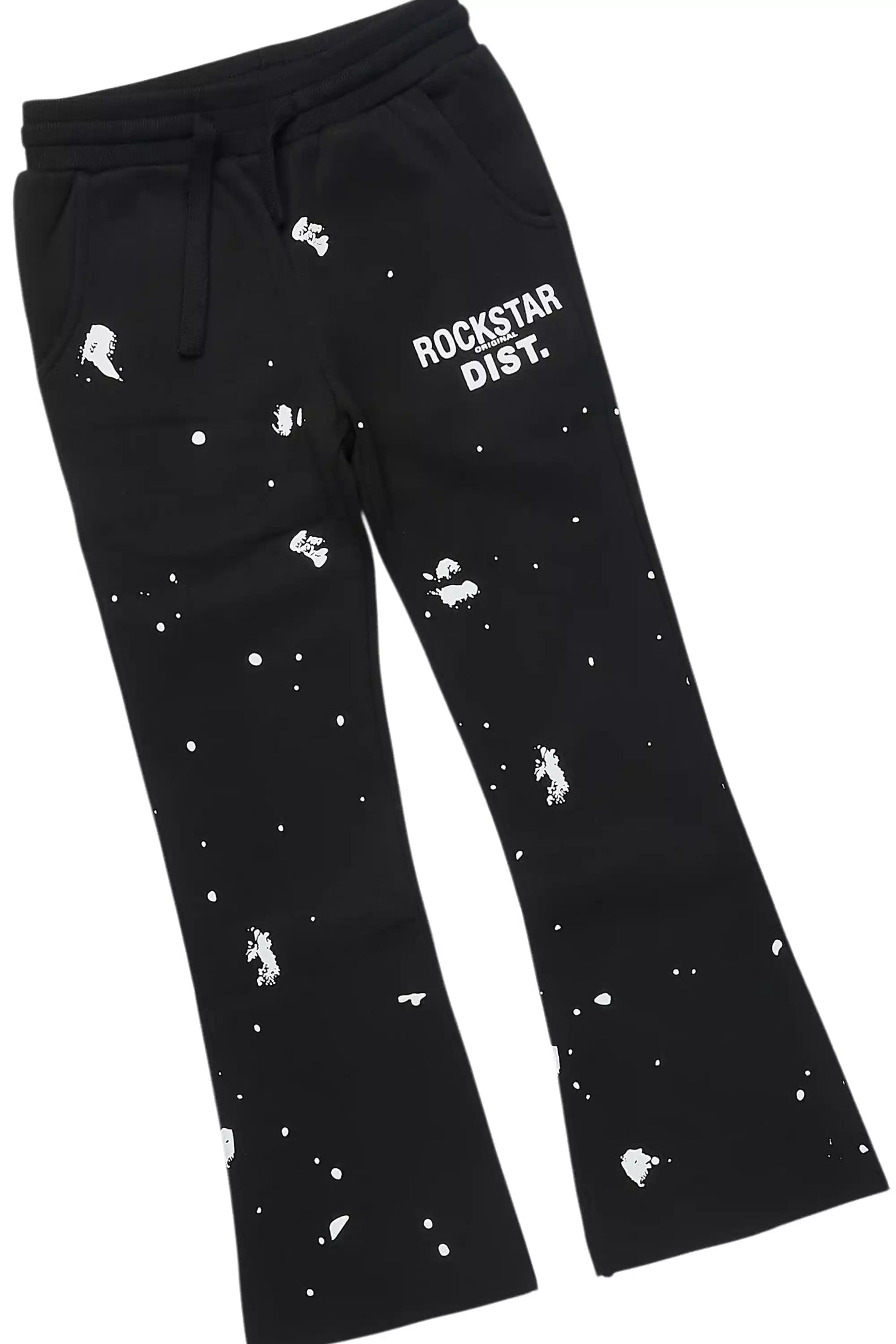 Girls Hadley Black Hoodie Stacked Flare Track Set