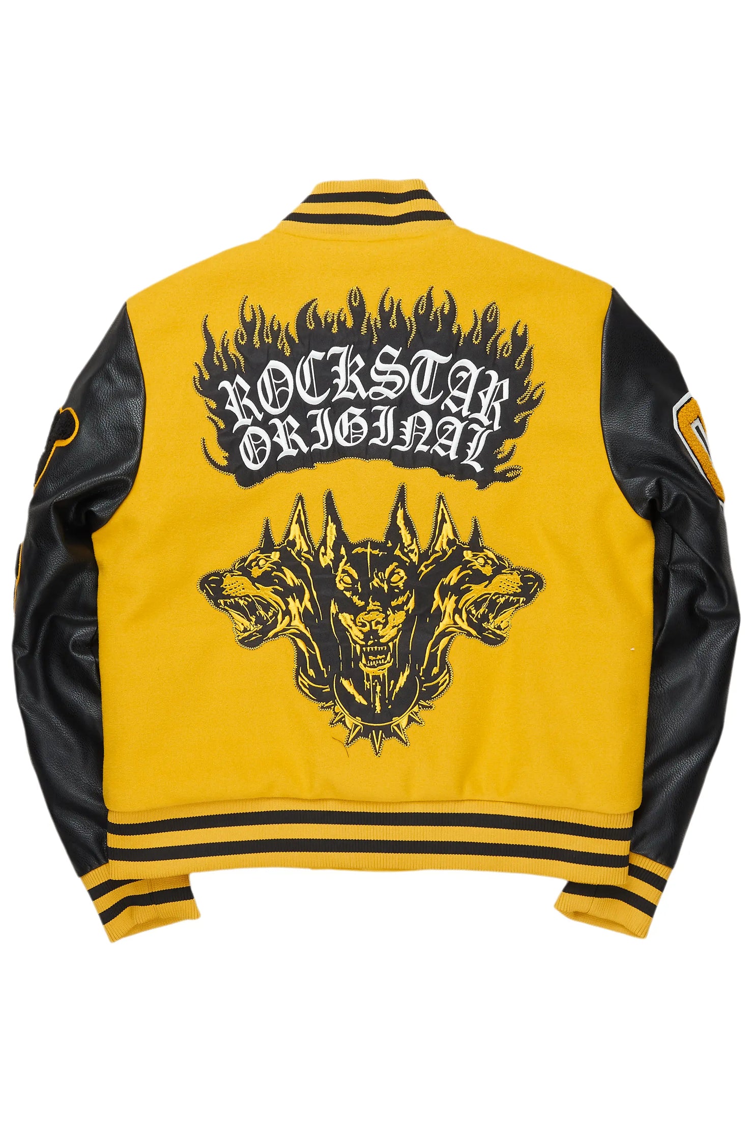 Leslee Black/Yellow Oversized Varsity Jacket