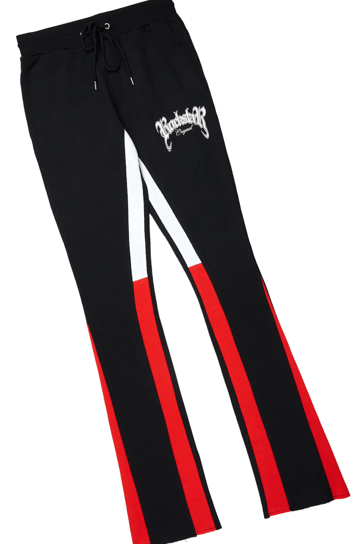 Yarden Black/Red Graphic Hoodie/Stacked Flare Pant Track Set