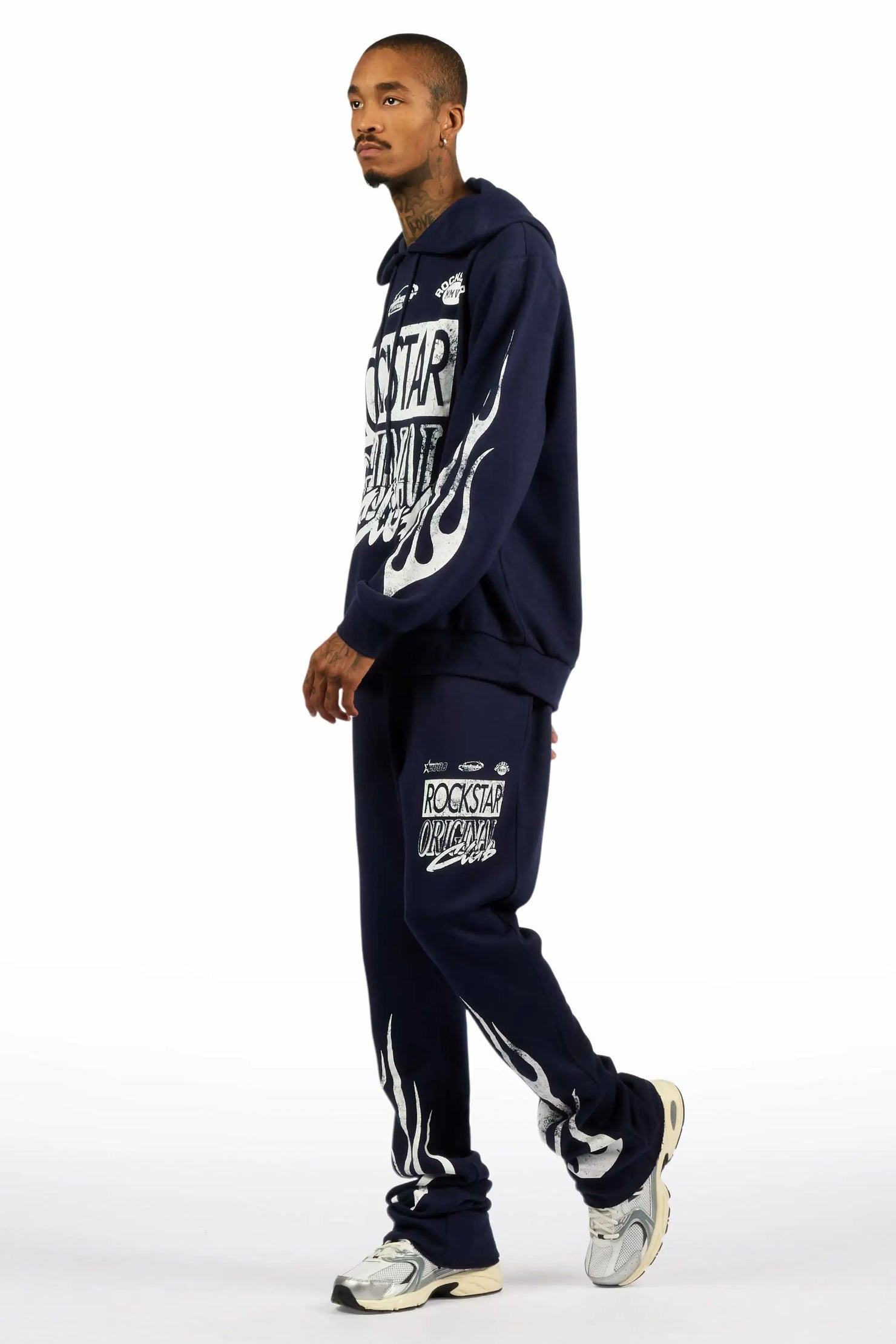 Rylok Navy/White Hoodie Stacked Track Set