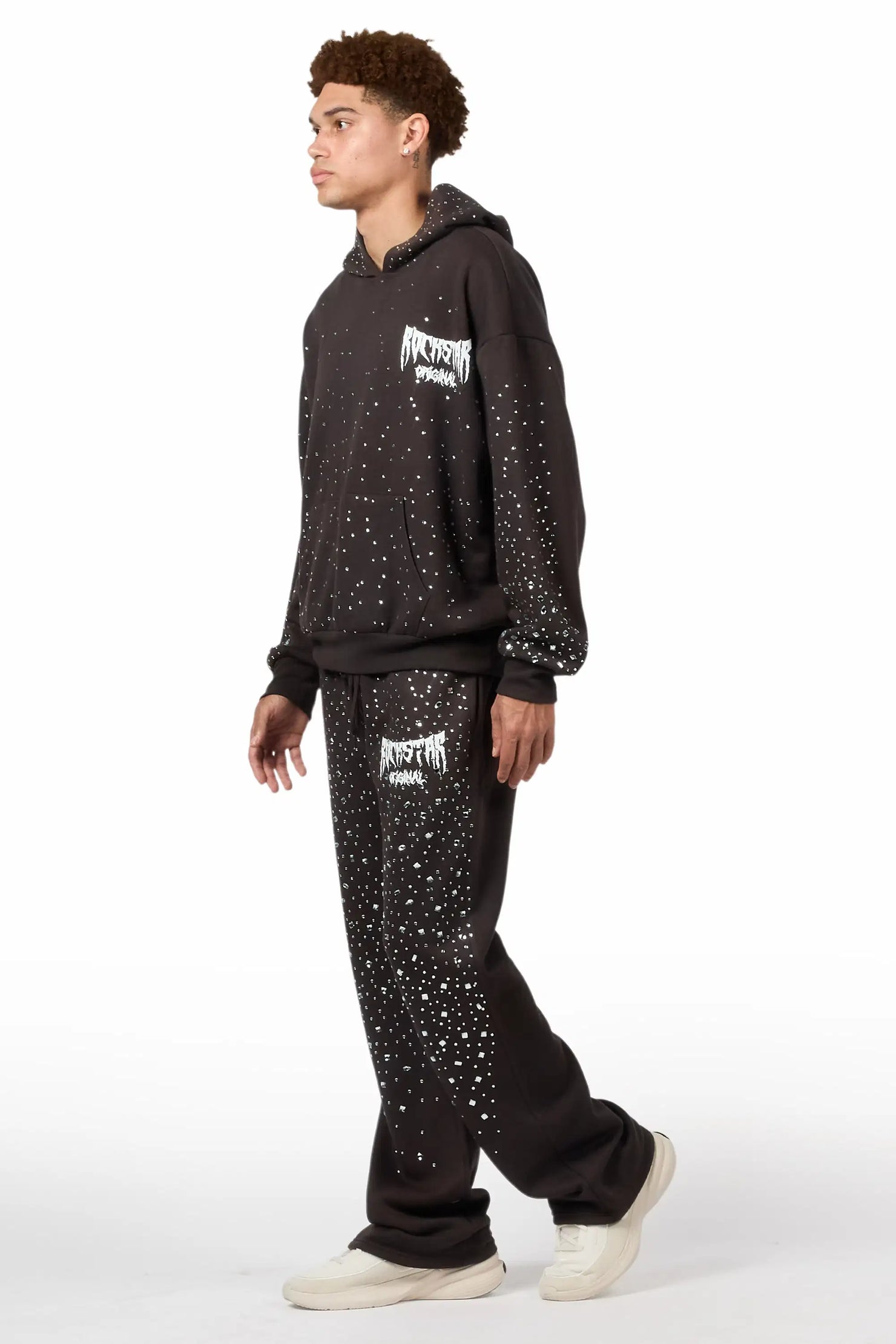 Twinkle Iron/Clear Rhinestone Hoodie Relaxed Track Set