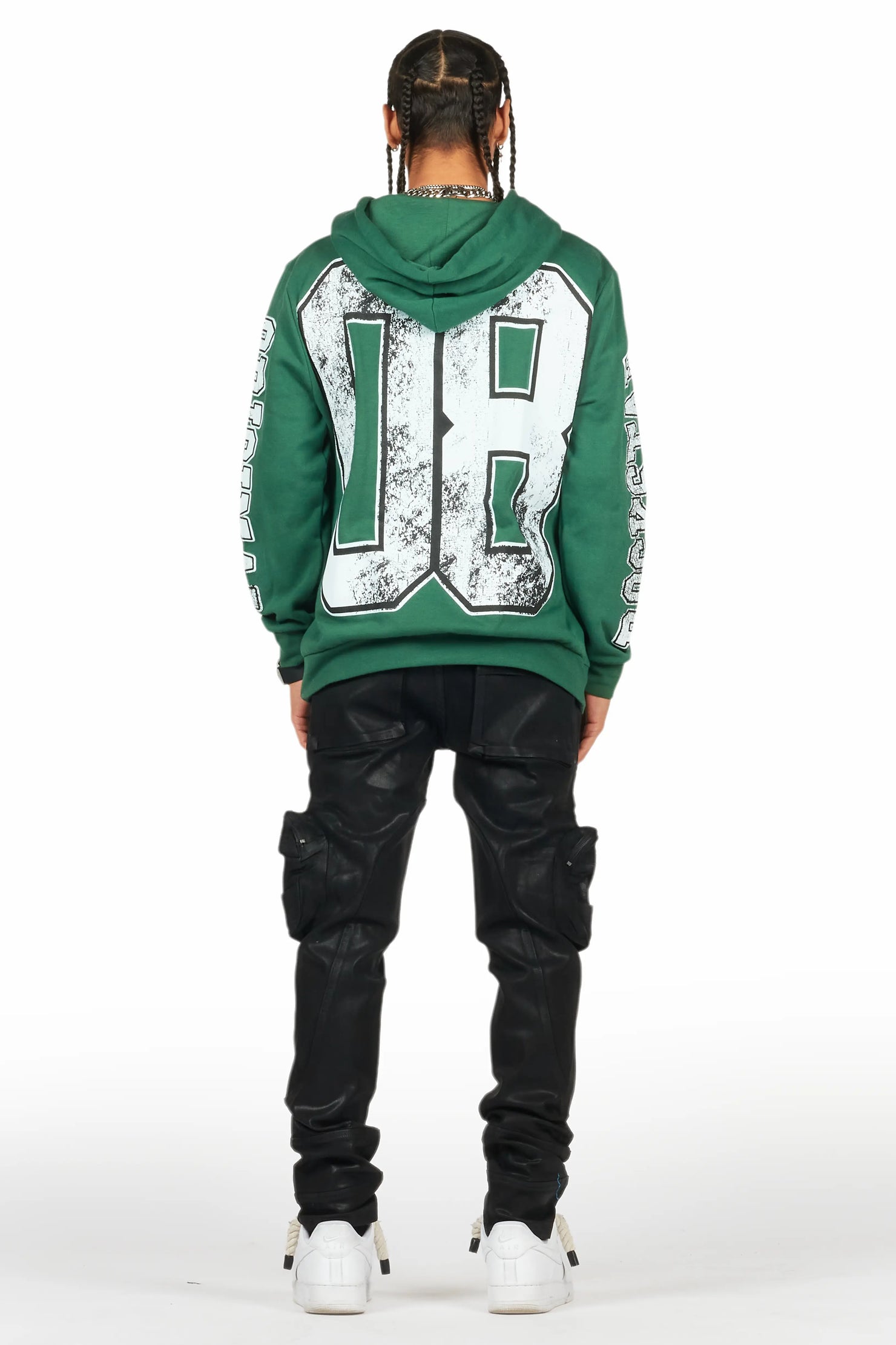 Fields Green Distressed Graphic Hoodie