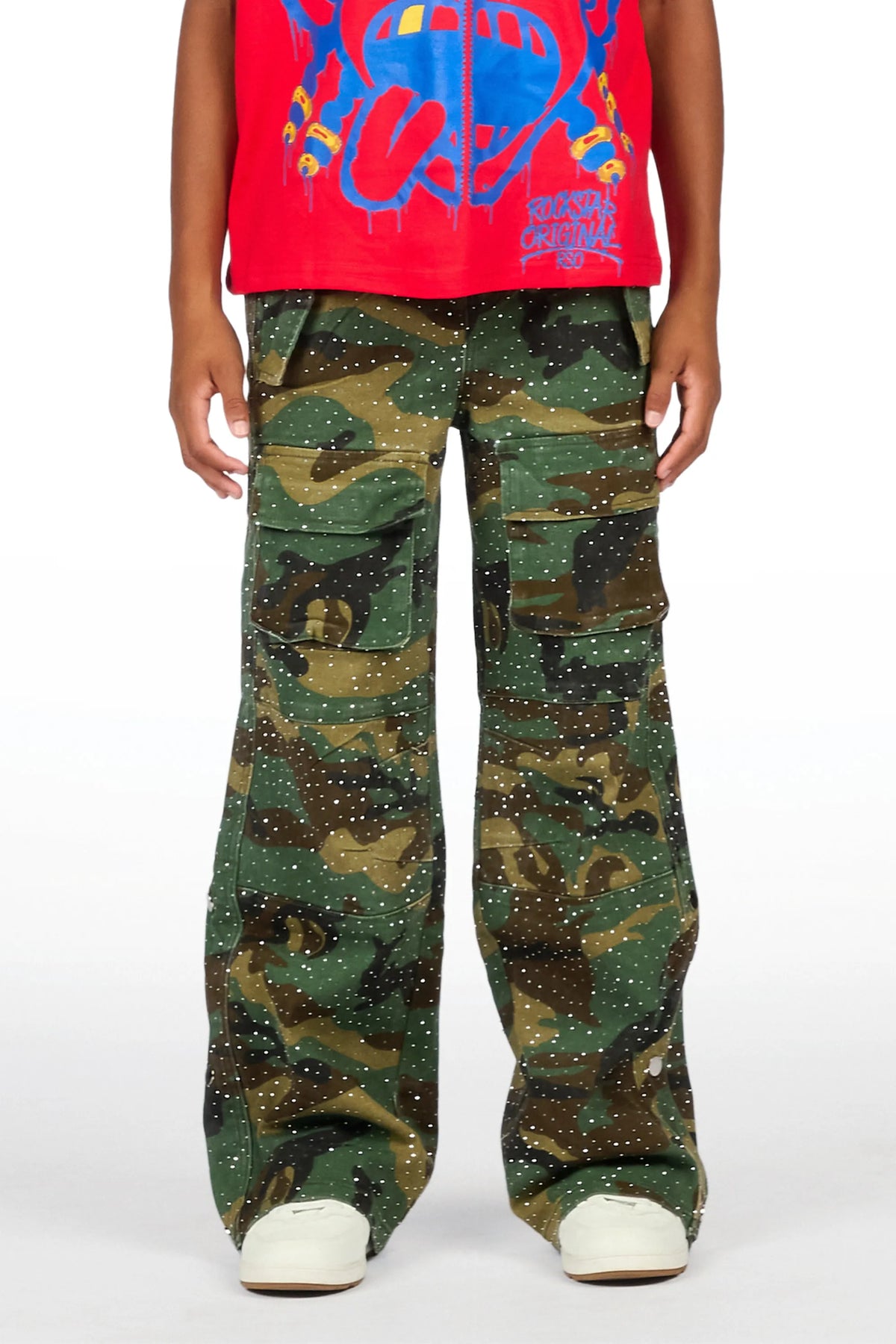Boys Yuri Rhinestone Camo Baggy Fit Jean