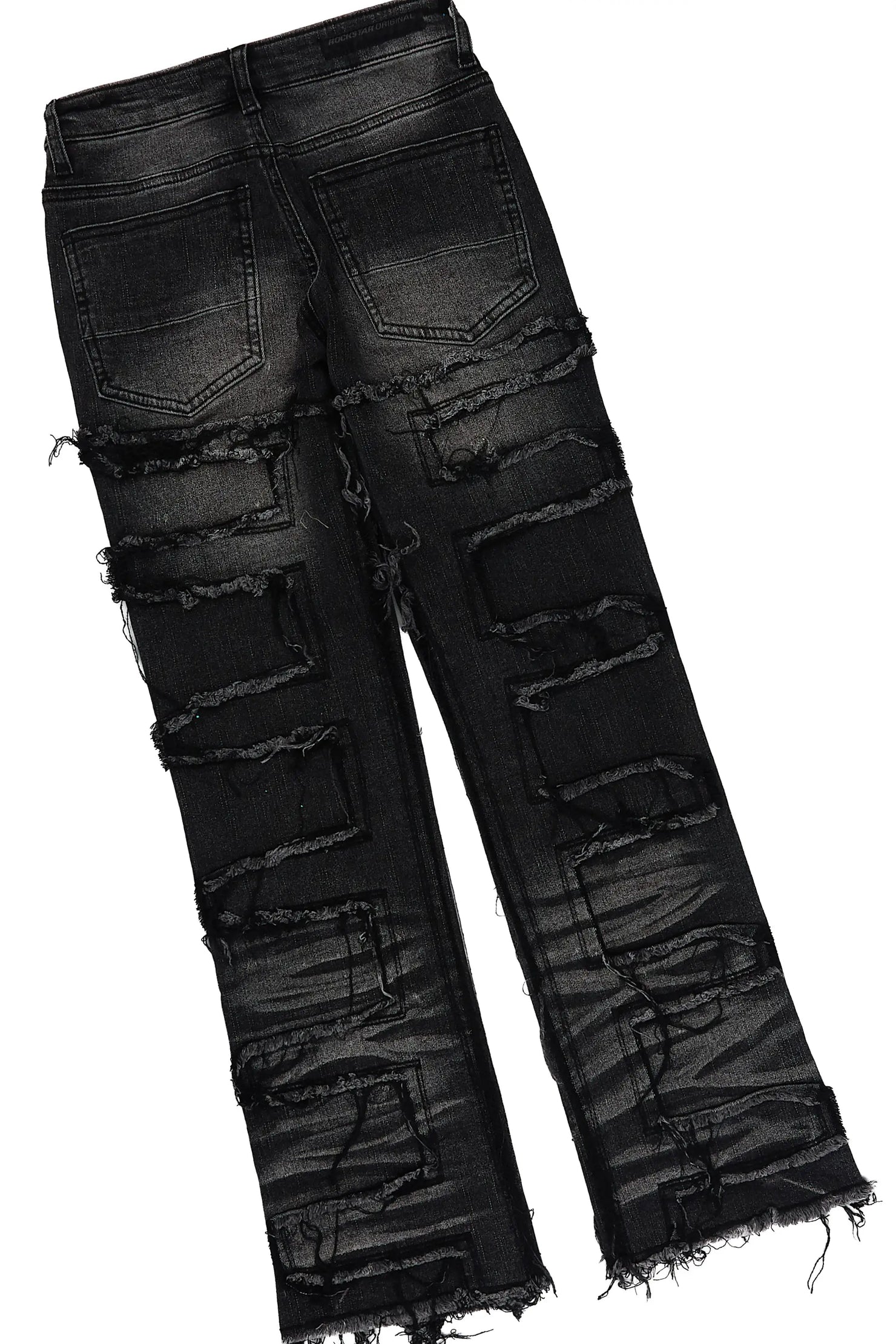 Girls Athena Lavender/Black Long Sleeve T-Shirt Stacked Jean Set