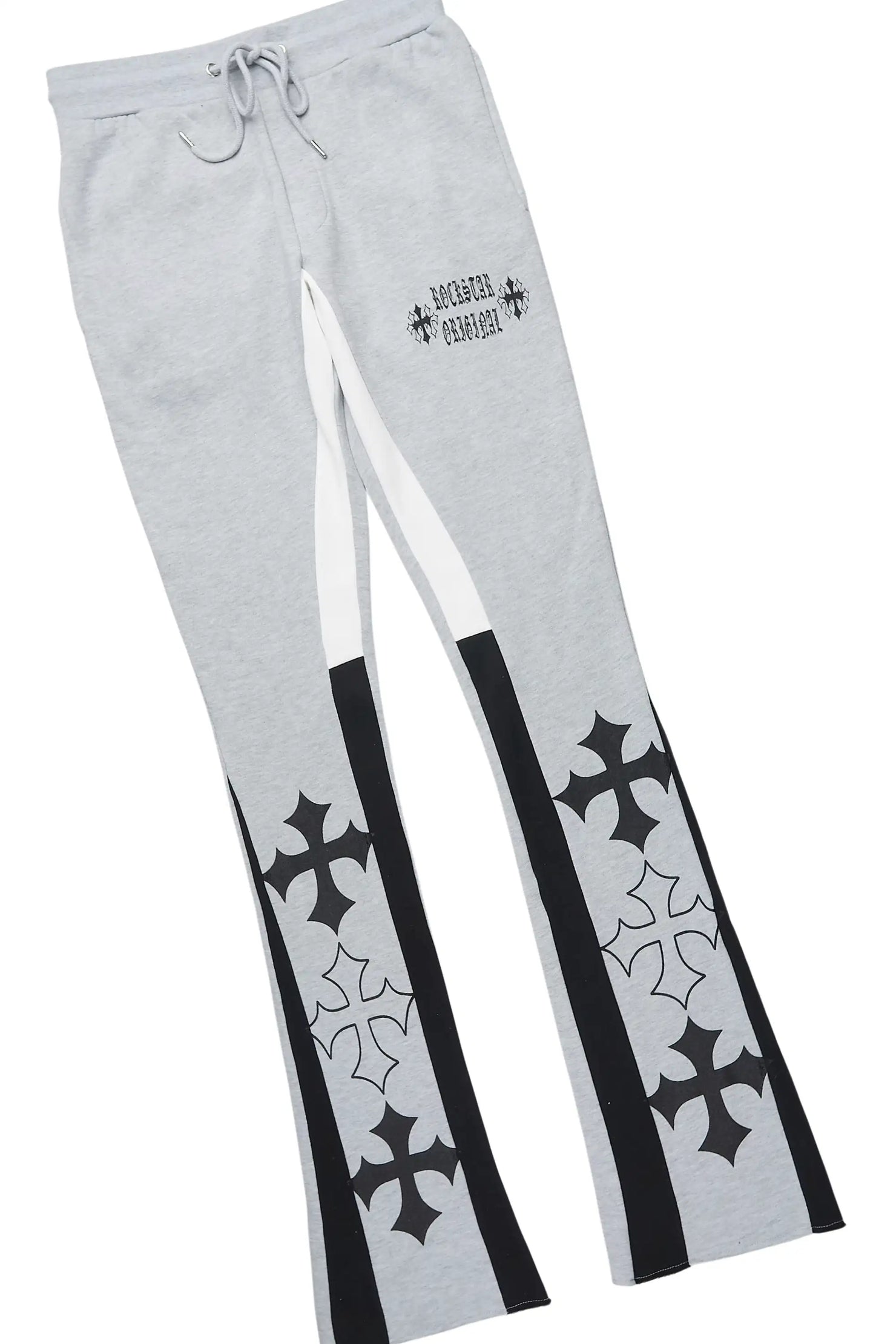 Zeiric Heather Grey/Black Hoodie/Stacked Flare Track Set