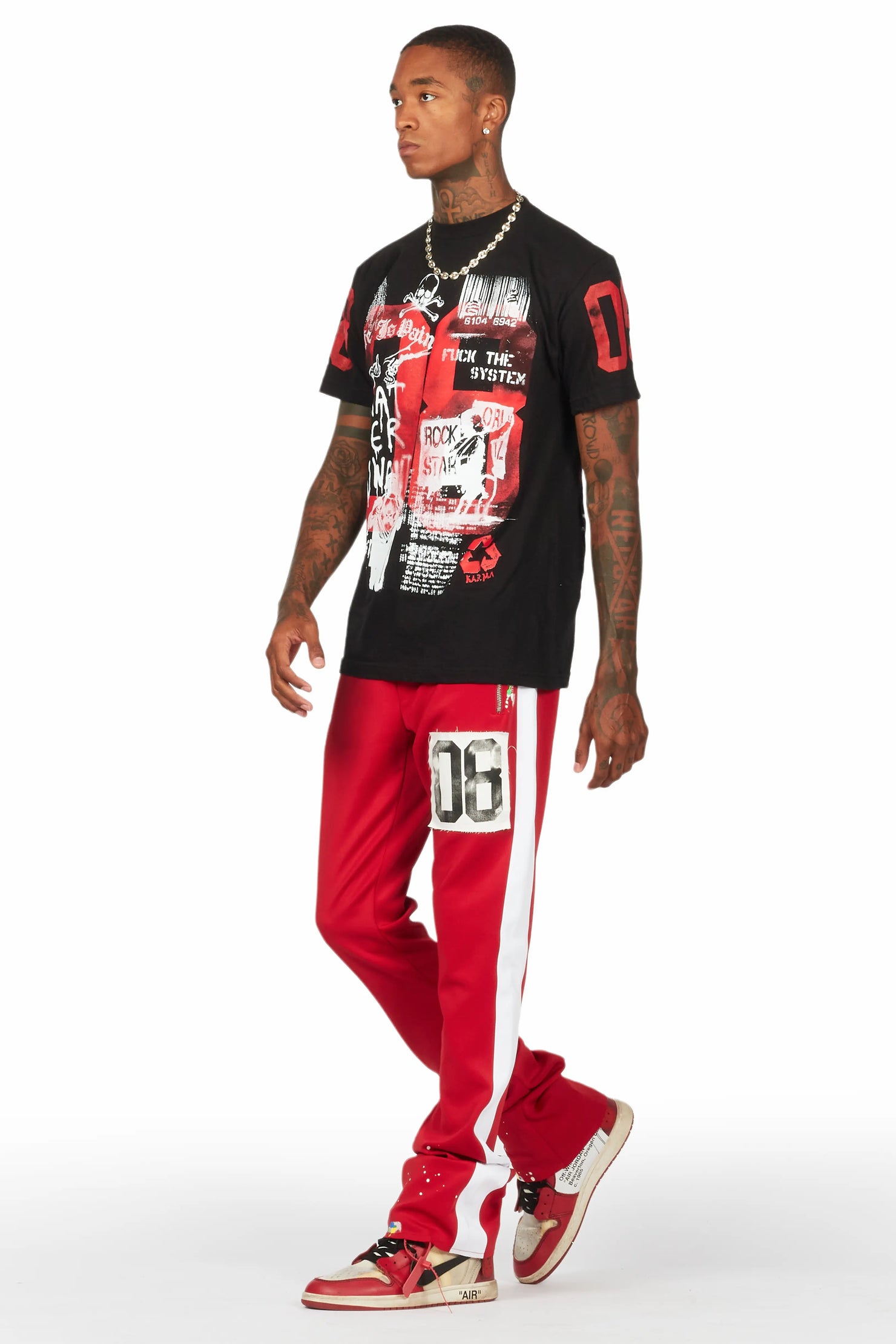 Grill Black/Red T-Shirt/Stacked Flare Track Set