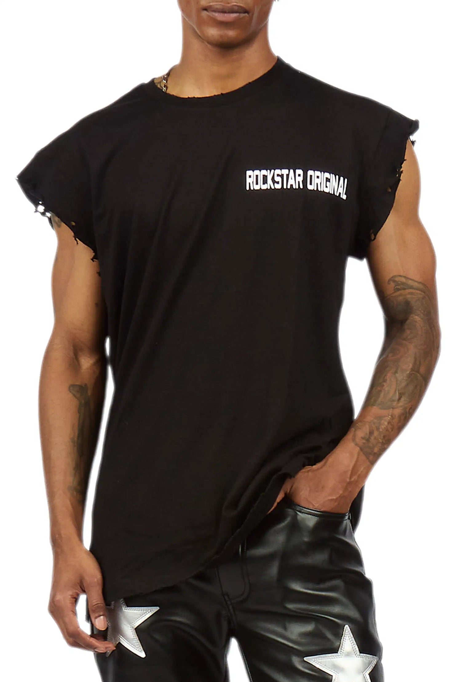 Corven Black Cut Off T-Shirt