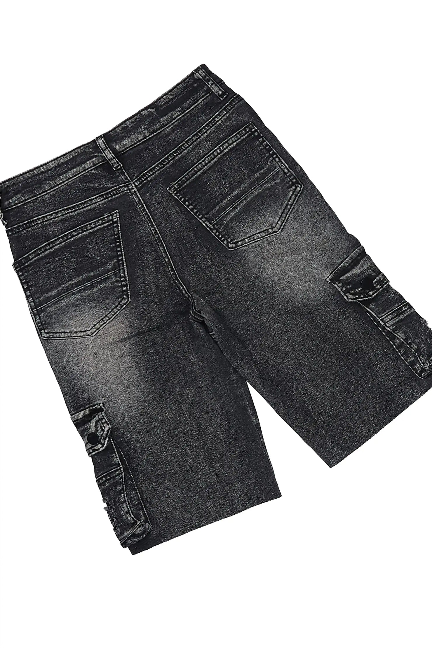 Boys Wizzlor Black/DarkGrey Cut Off T-Shirt Short Set