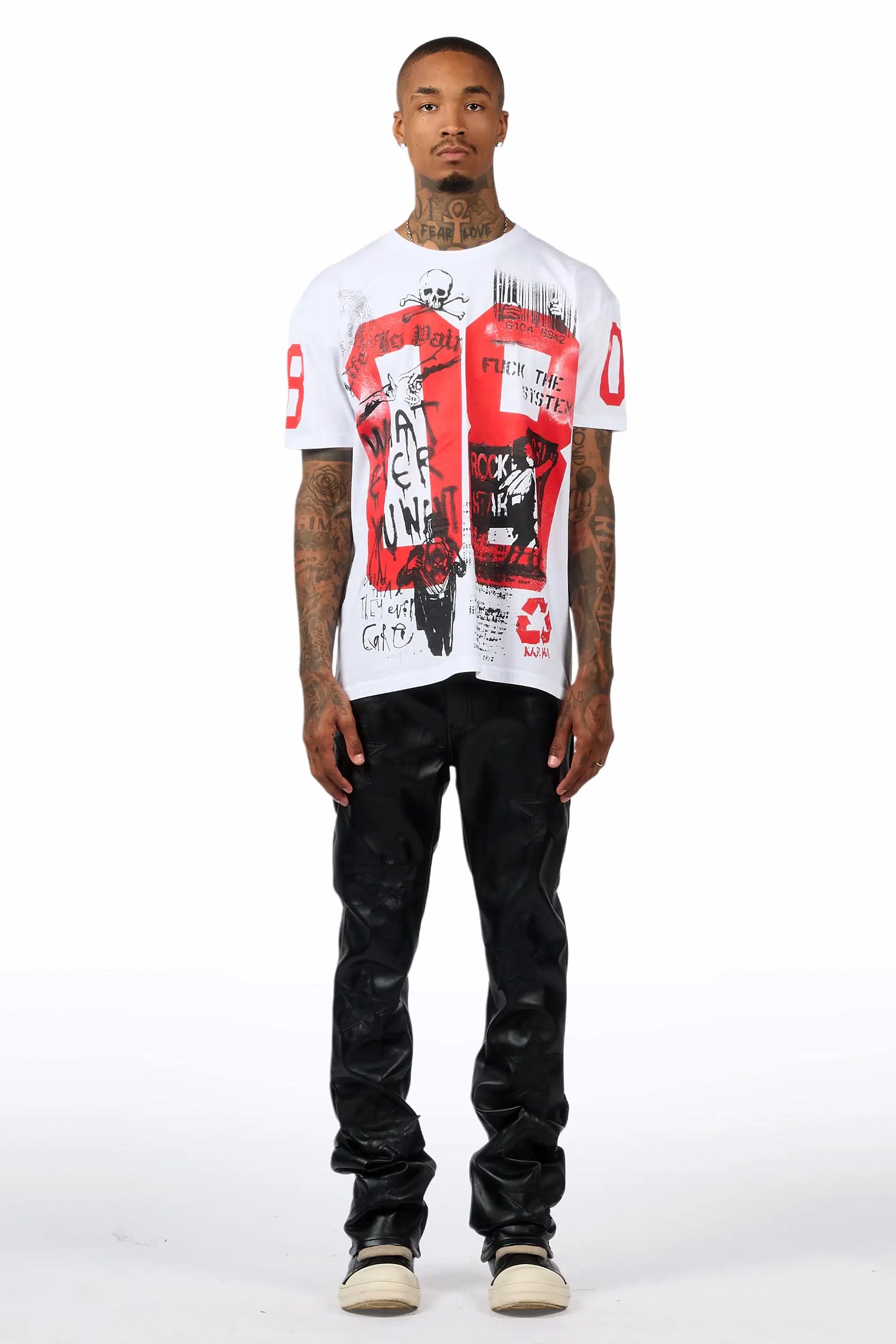 Steen Black/Black PU Stacked Flare Jean