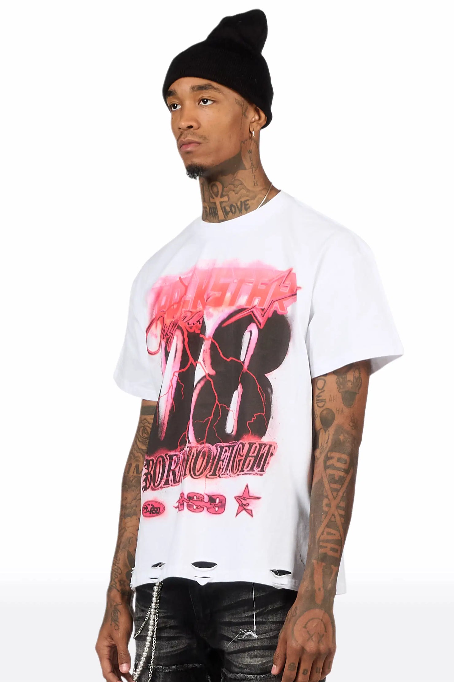Vaelox White Oversized Graphic T-Shirt
