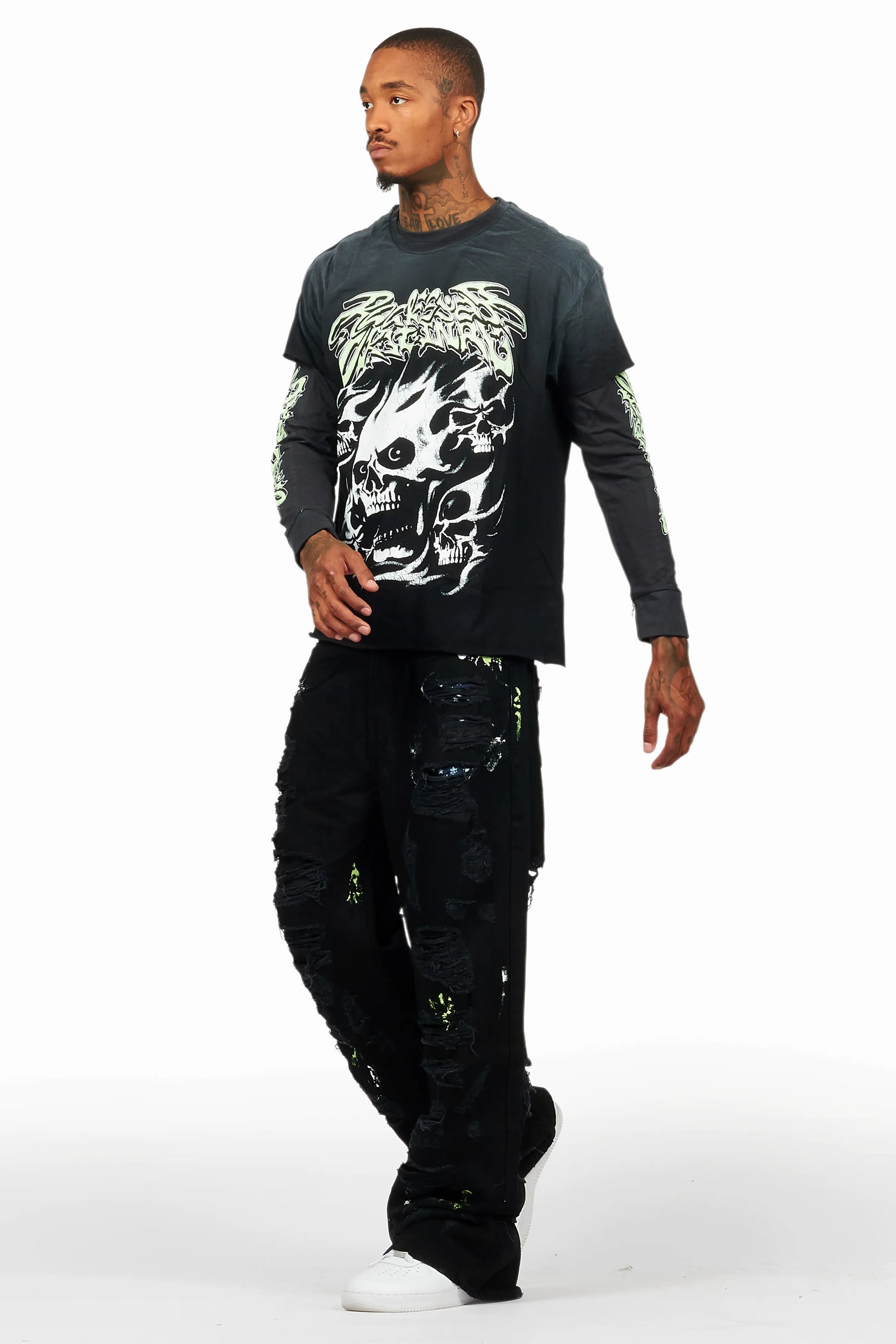 Schtupp Black Double Layer T-Shirt/Baggy Fit Jean Bundle