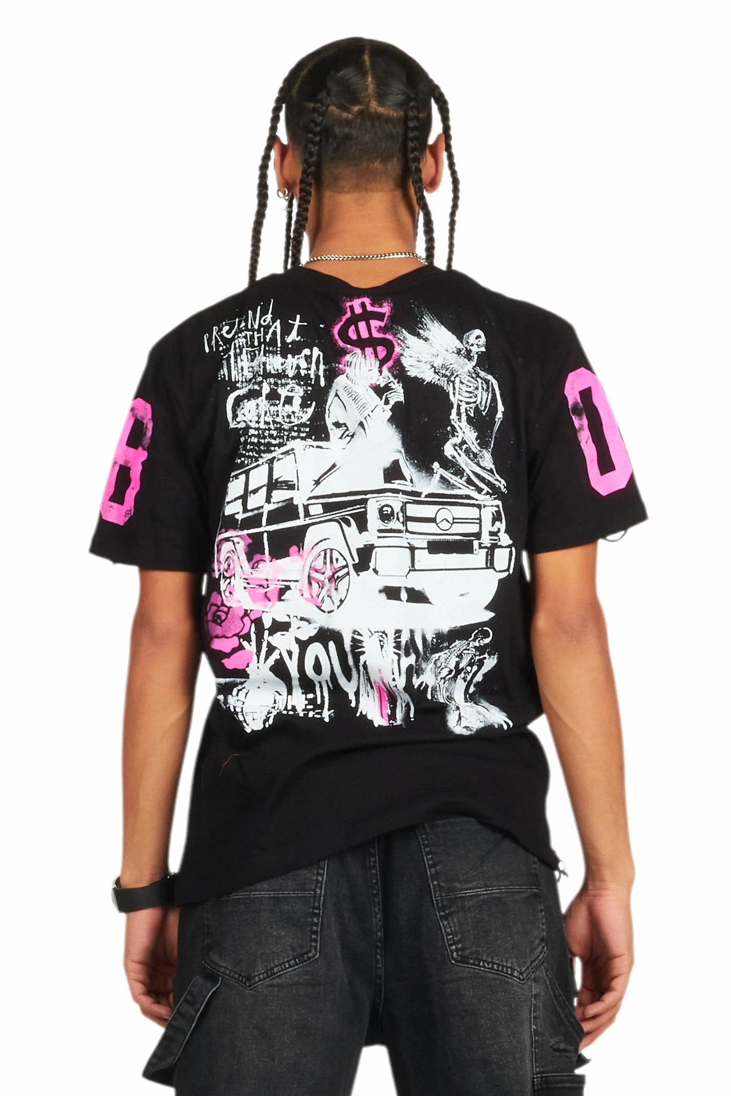 Grill Black/Pink Graphic Oversized T-Shirt
