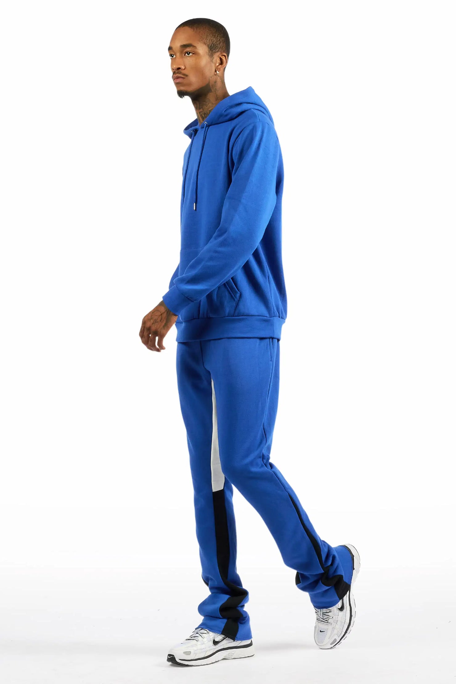 Basic Royal Blue/Black Hoodie/Stacked Flare Track Set