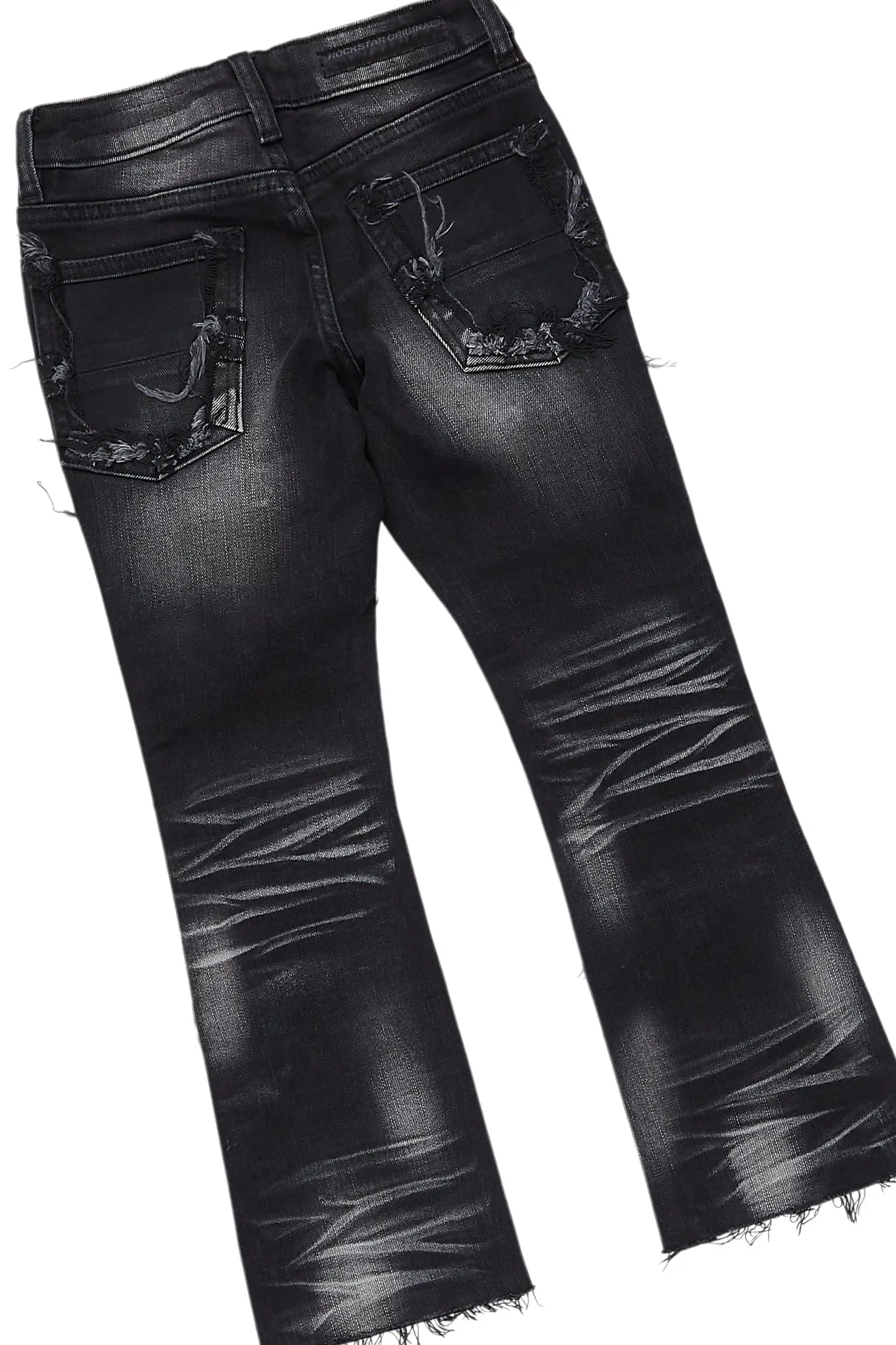 Boys Parsons Black Hoodie/Stacked Jean Set