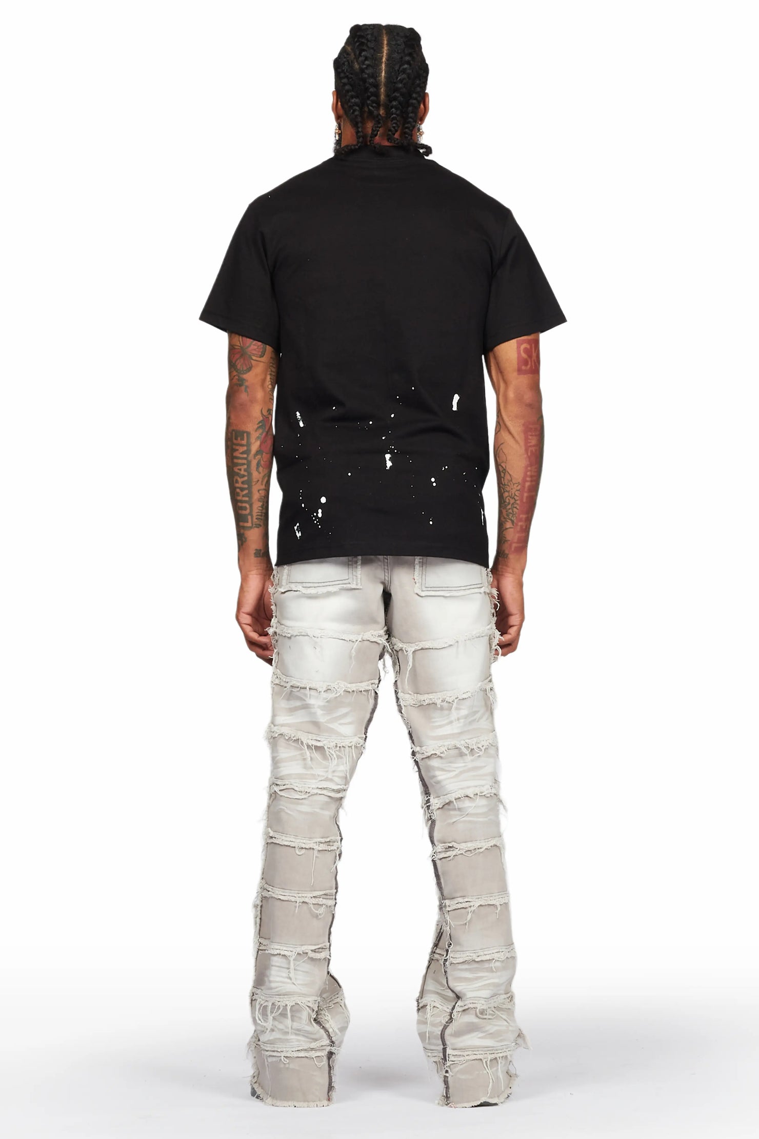 Taimo Grey Baggy Cargo Stacked Jean