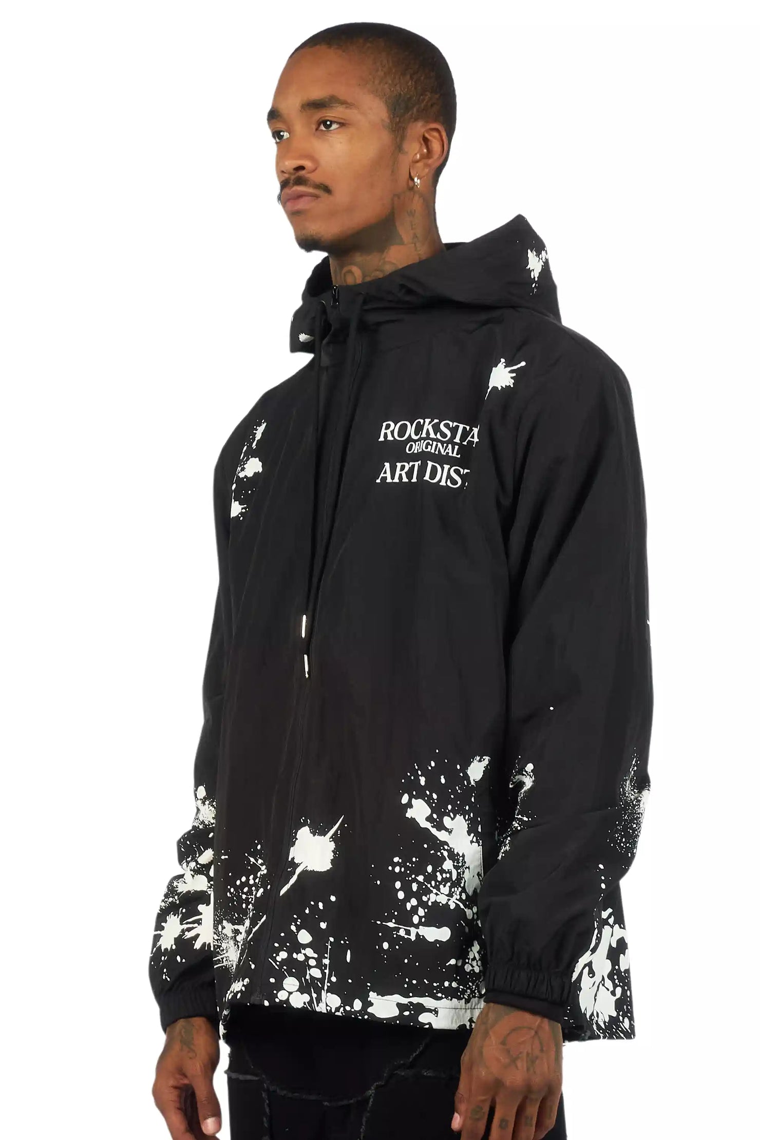 Raffer Black Graphic Windbreaker