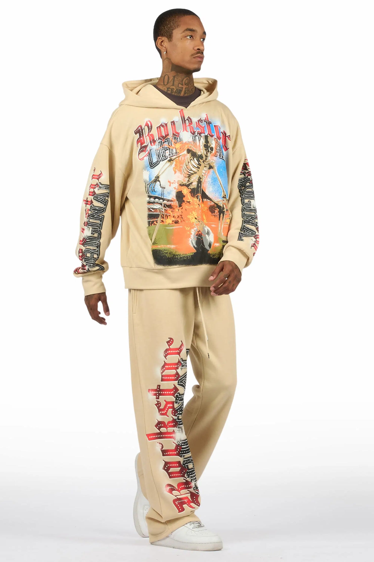 Graive Beige Hoodie/Baggy Pant Track Set