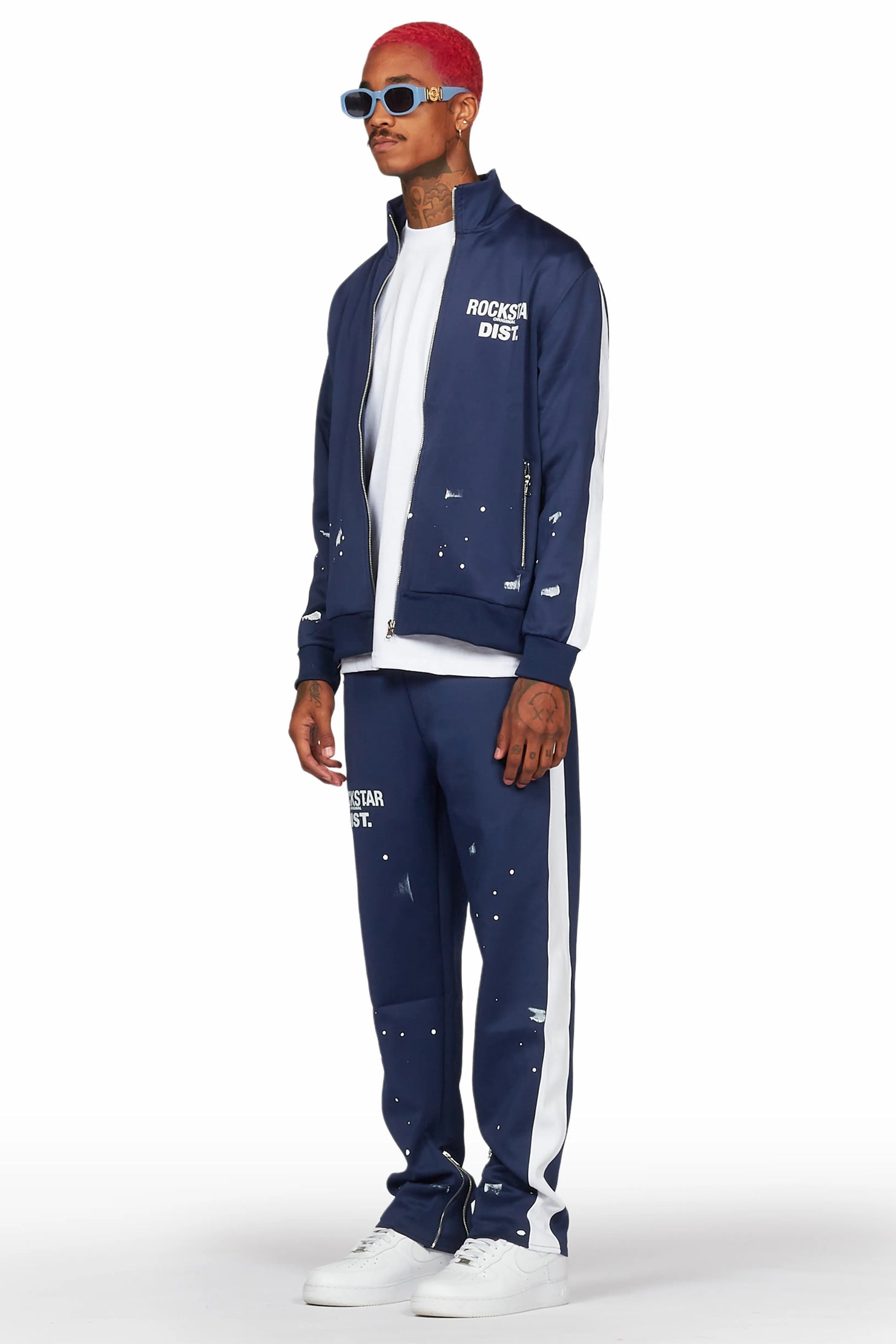 Raffer Navy Tricot Slim Fit Track Set