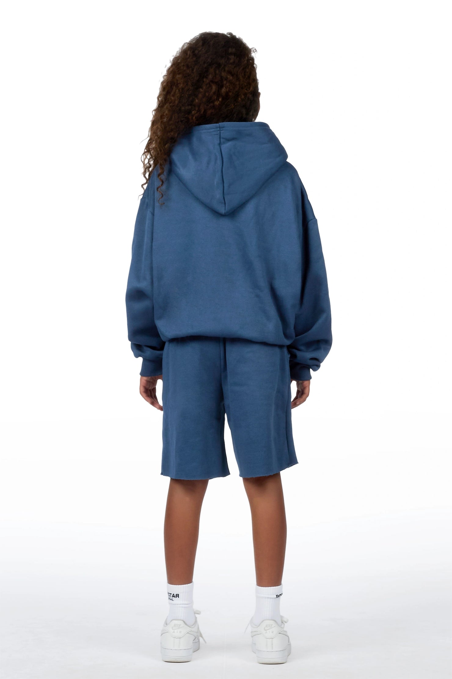 Girls Kairose Navy/Yellow Fleece Hoodie Short set