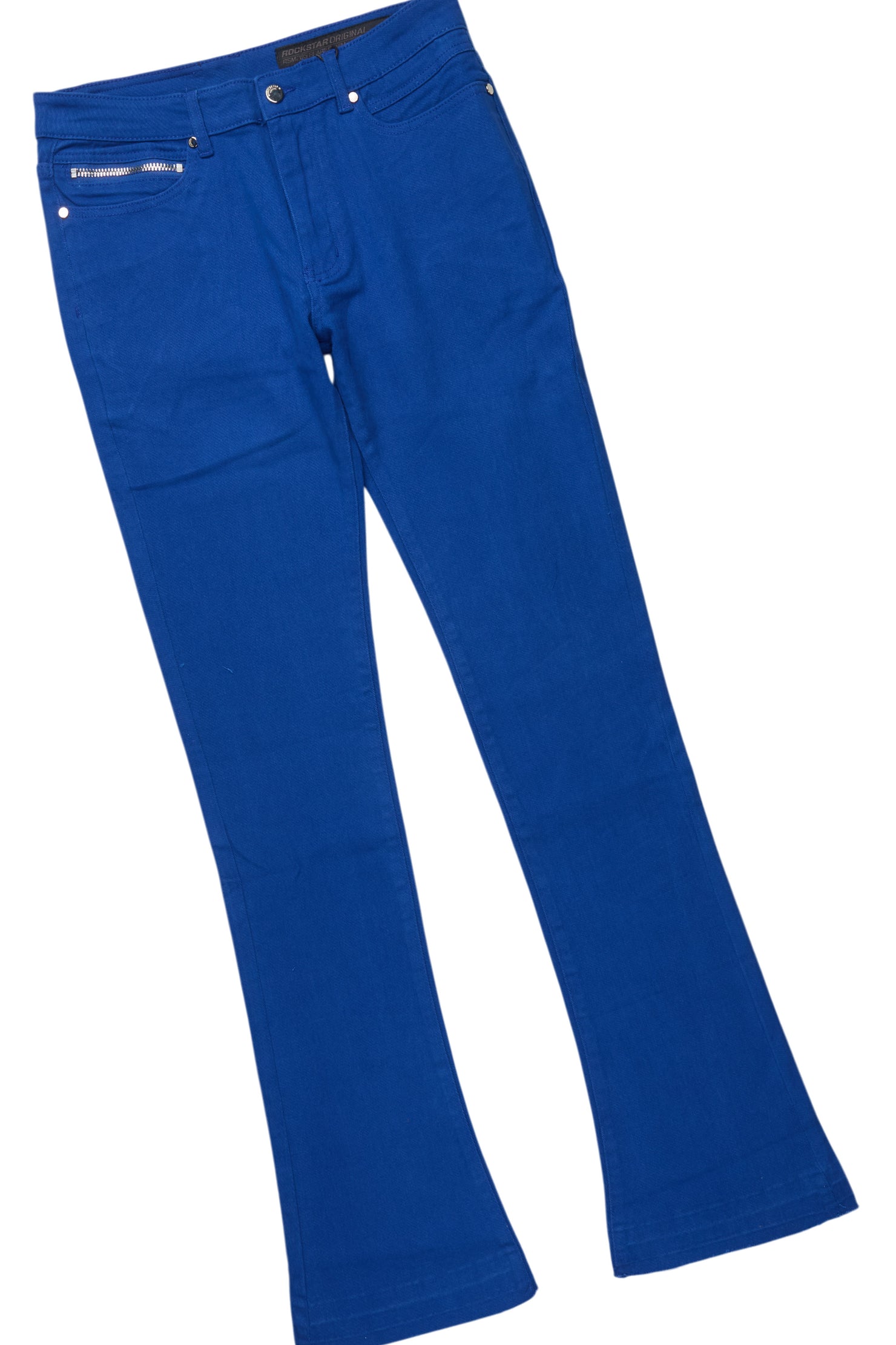 Grill White/Royal Blue Oversized Graphic T-Shirt/Dag Stacked Flare Jean Set