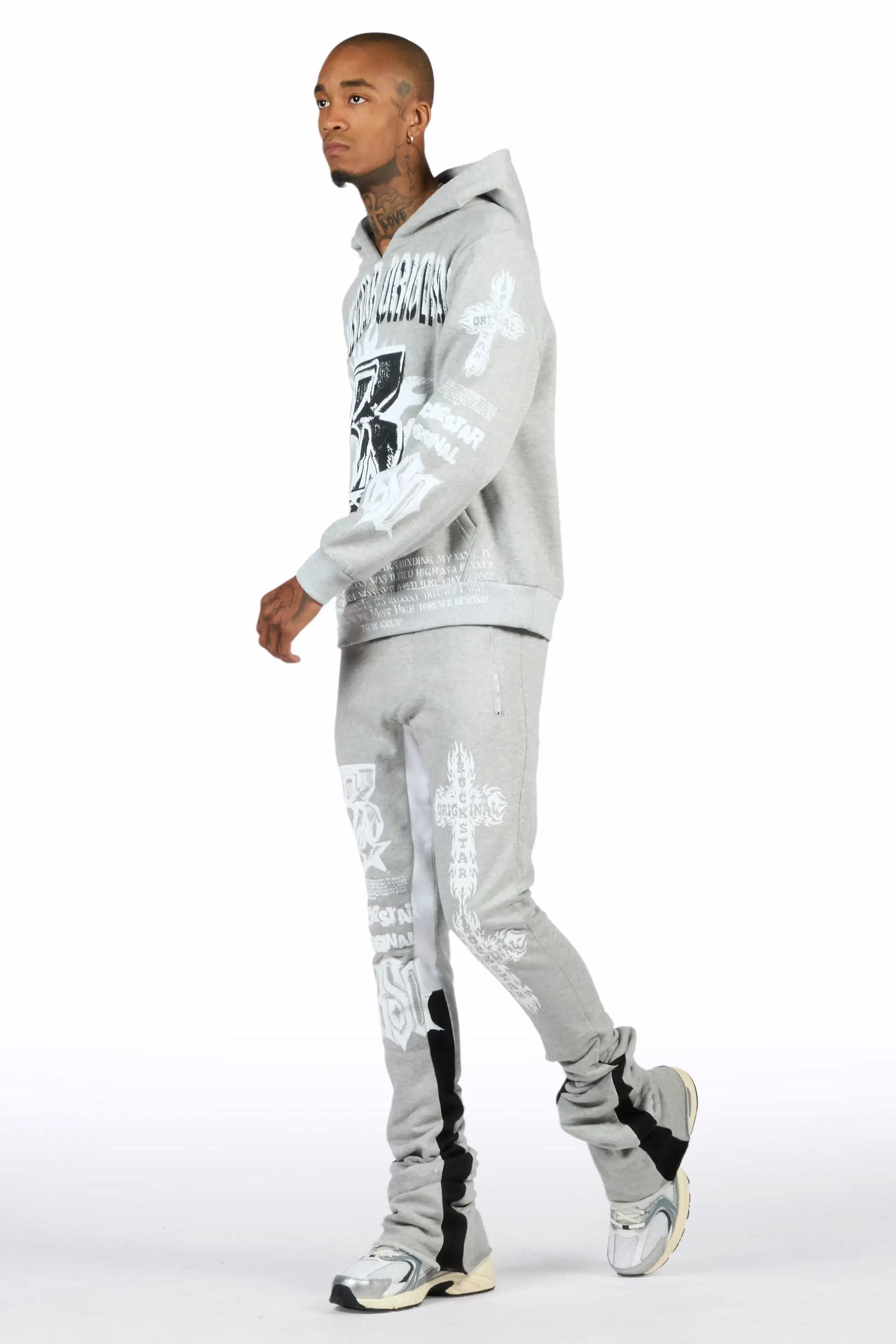 Raxil Heather Grey/Black Hoodie/Super Stacked Track Set