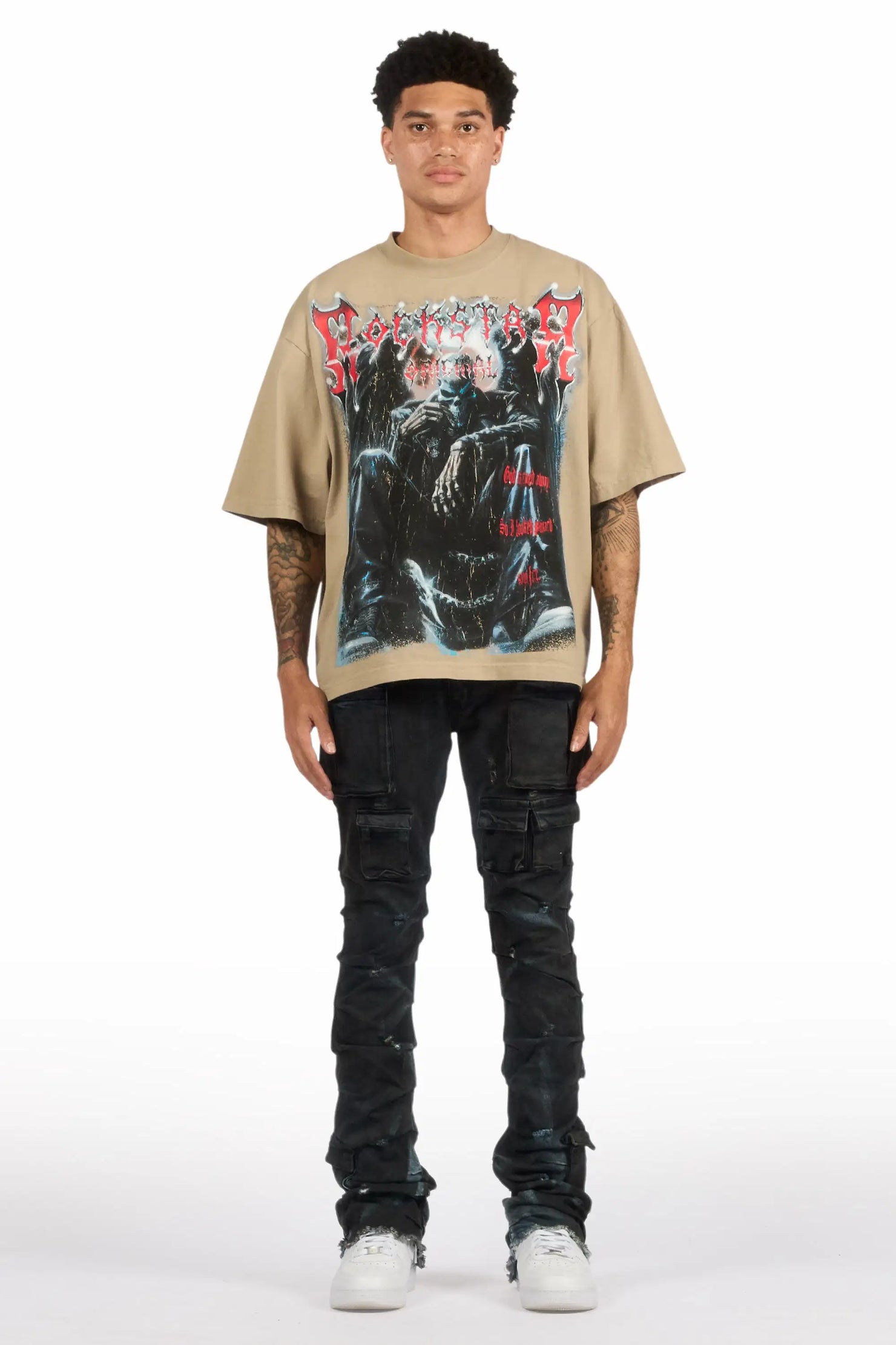 Gentry Blue Oil Wash Stacked Flare Jean