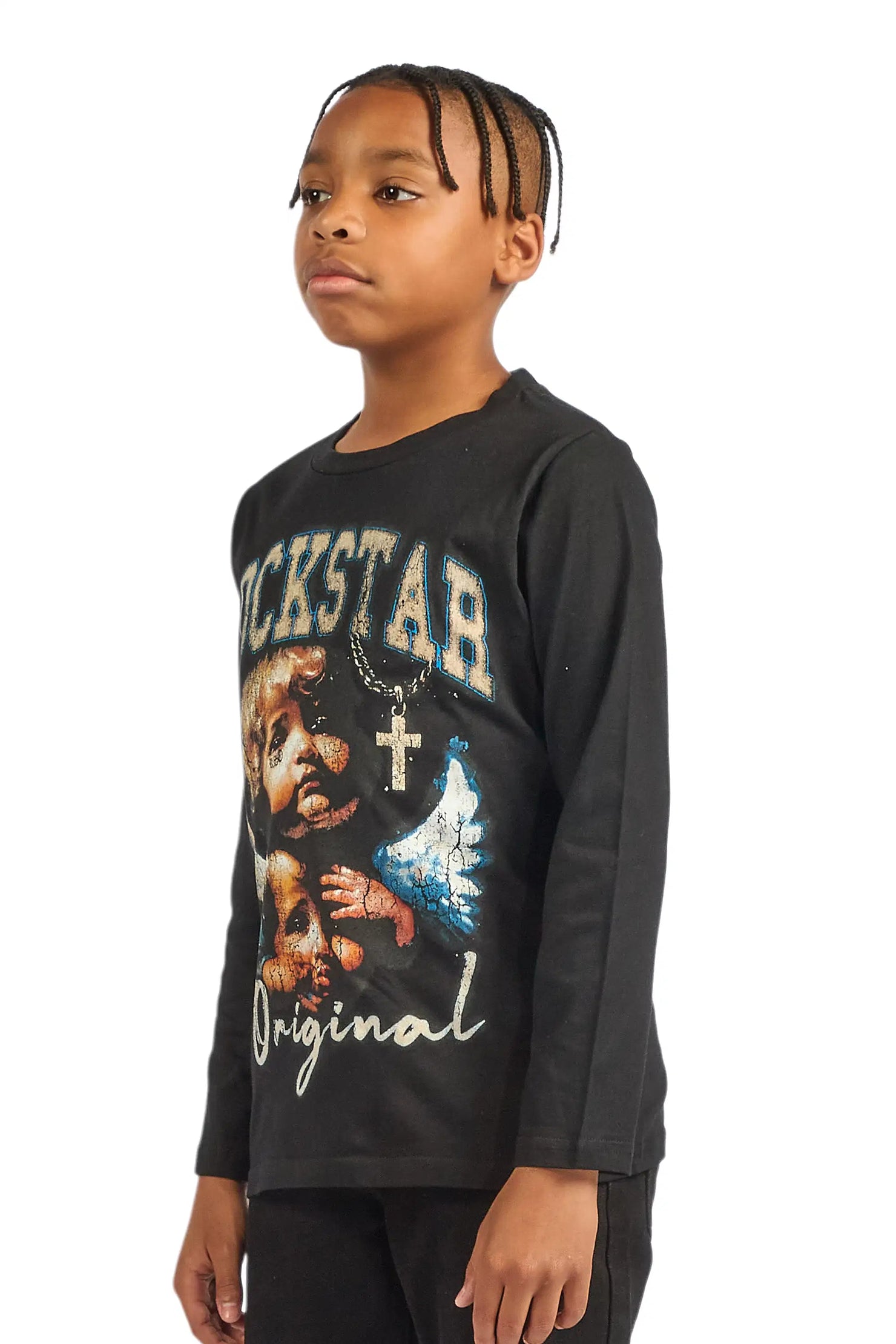 Boys Deiter Black Long Sleeve Graphic T-Shirt