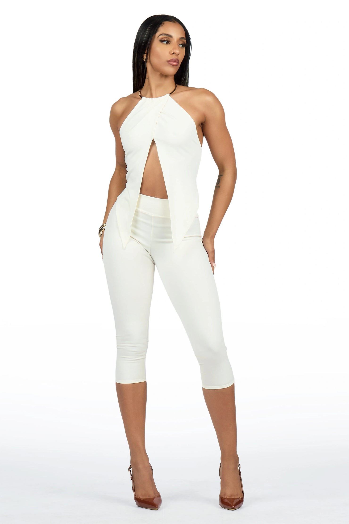 Fly-aay Ivory 2 pc Capri Set