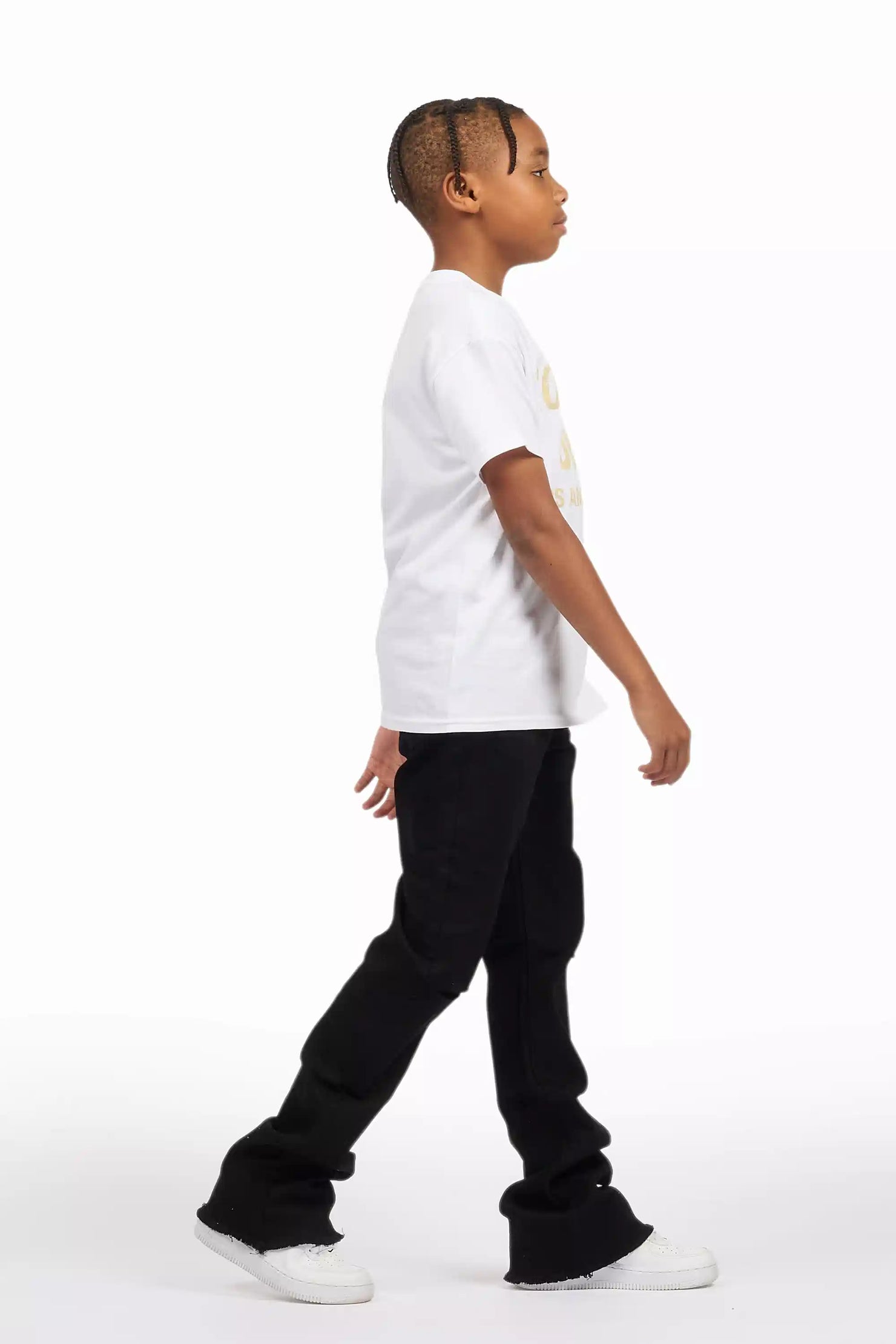 Boys Josiah Black Stacked Flare Jean